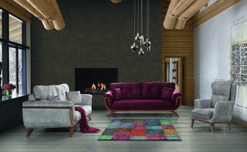 JVmoebel 3-Sitzer Gemütliche Sofa 3 Sitzer Luxus Grau Wohnzimmer Möbel Textil, Made in Europe