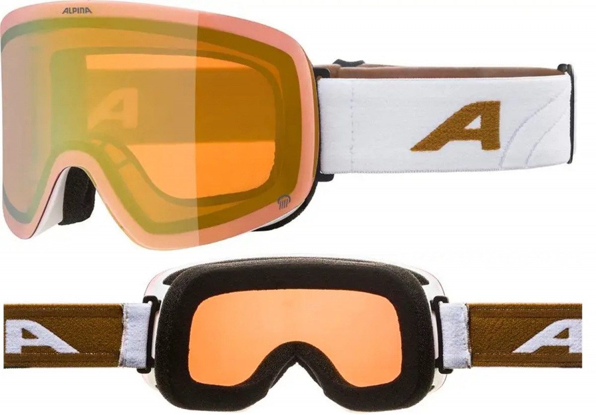 Alpina Sports Skibrille Alpina Penken Q Snowboardbrille Skibrille Quattroflex White Gold A7294