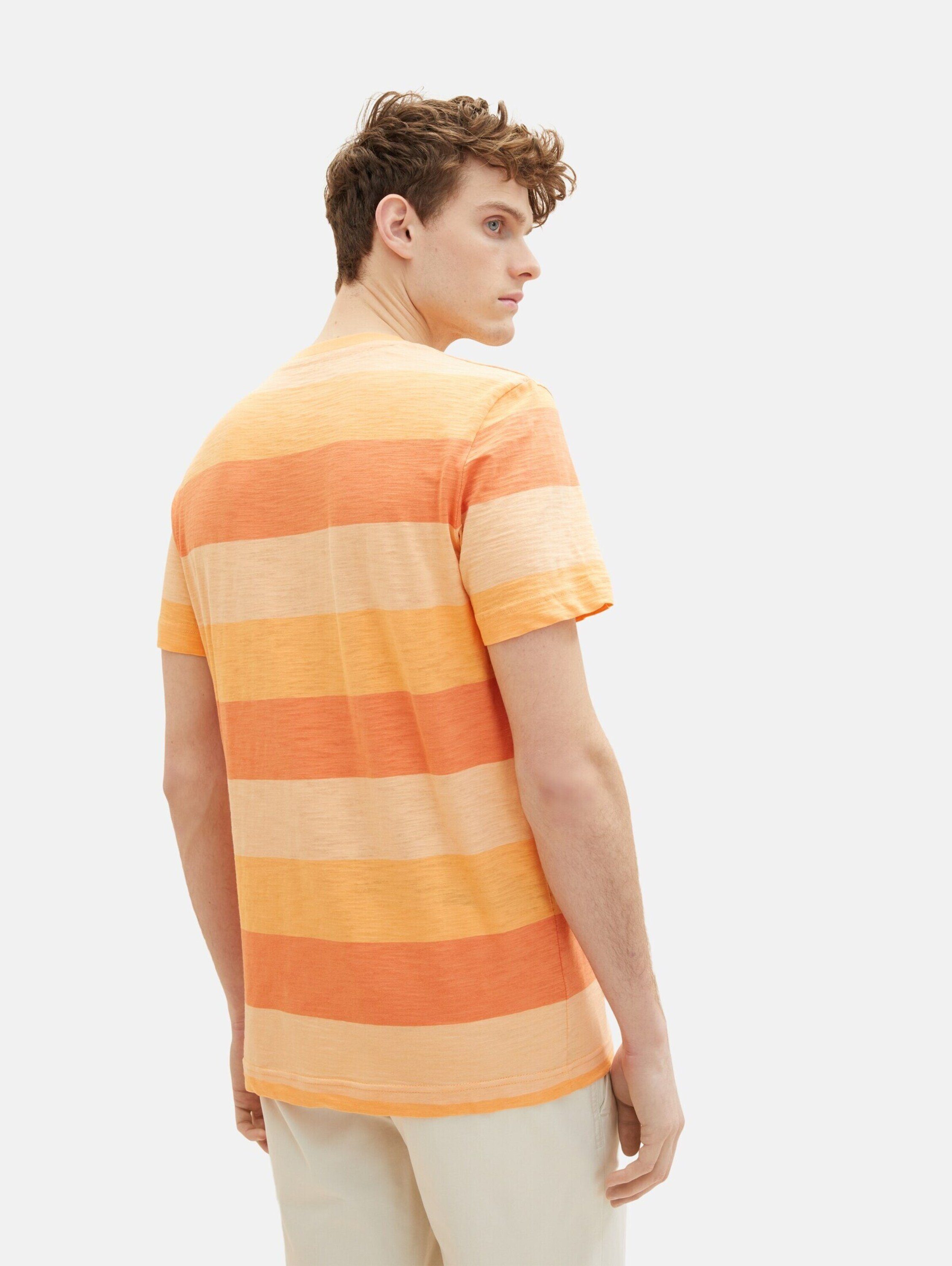 blockstripe Men TAILOR TOM T-Shirt (1-tlg) Plus orange TOM out TAILOR washed