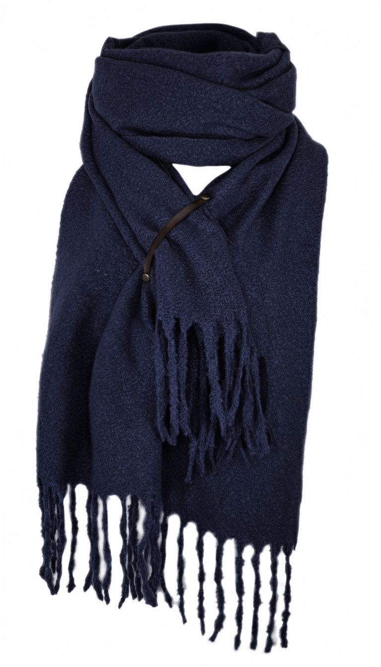 dy_mode Strickponcho 3-in-1 Damen Poncho, Umhang, Stola & Winterschal mit Fransen in Unifarbe, mit Fransen, Multifunktionstuch