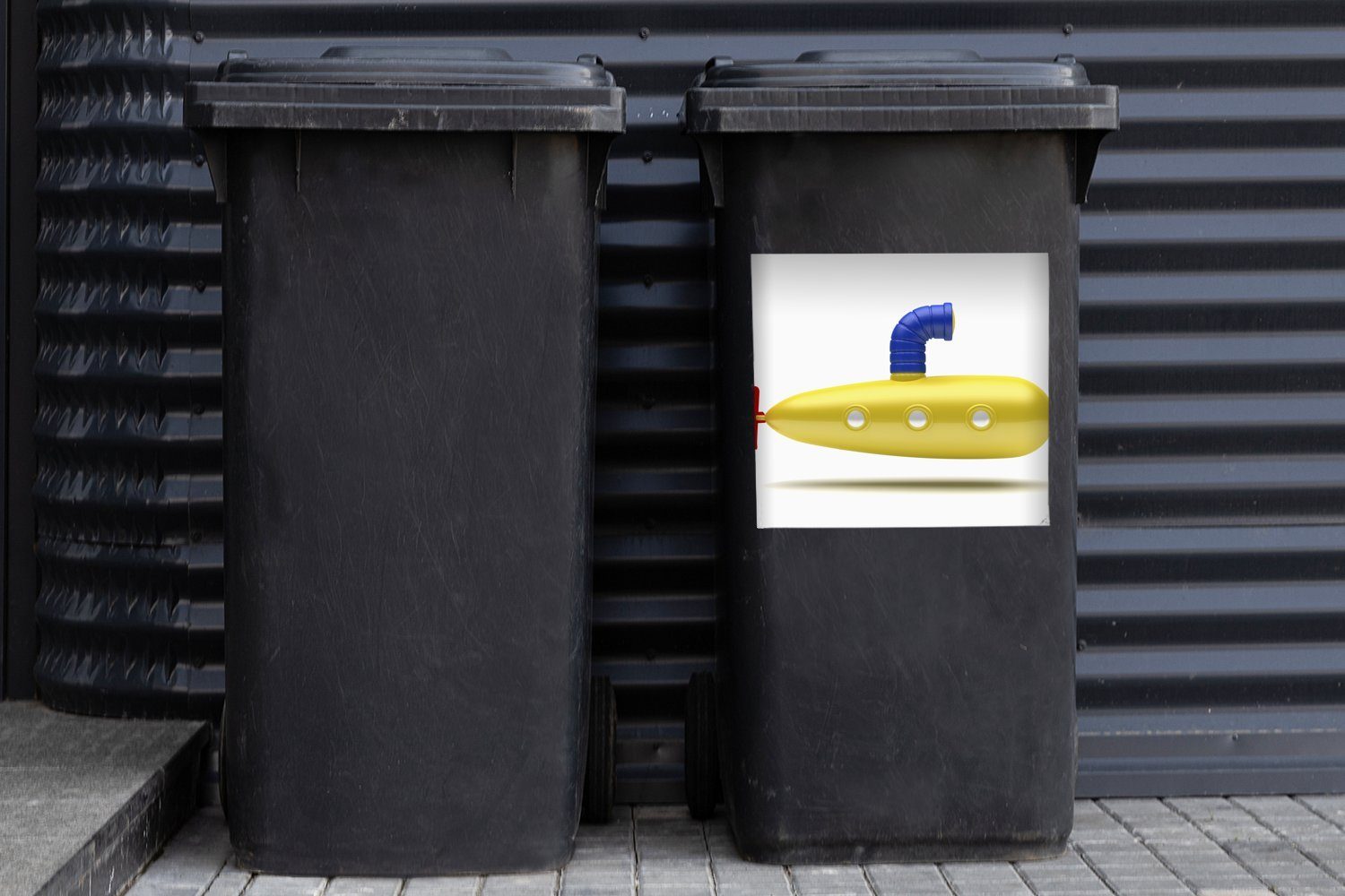 St), weißem Abfalbehälter Hintergrund Wandsticker Sticker, Mülltonne, Container, Mülleimer-aufkleber, MuchoWow Spielzeug-U-Boot auf Ein (1