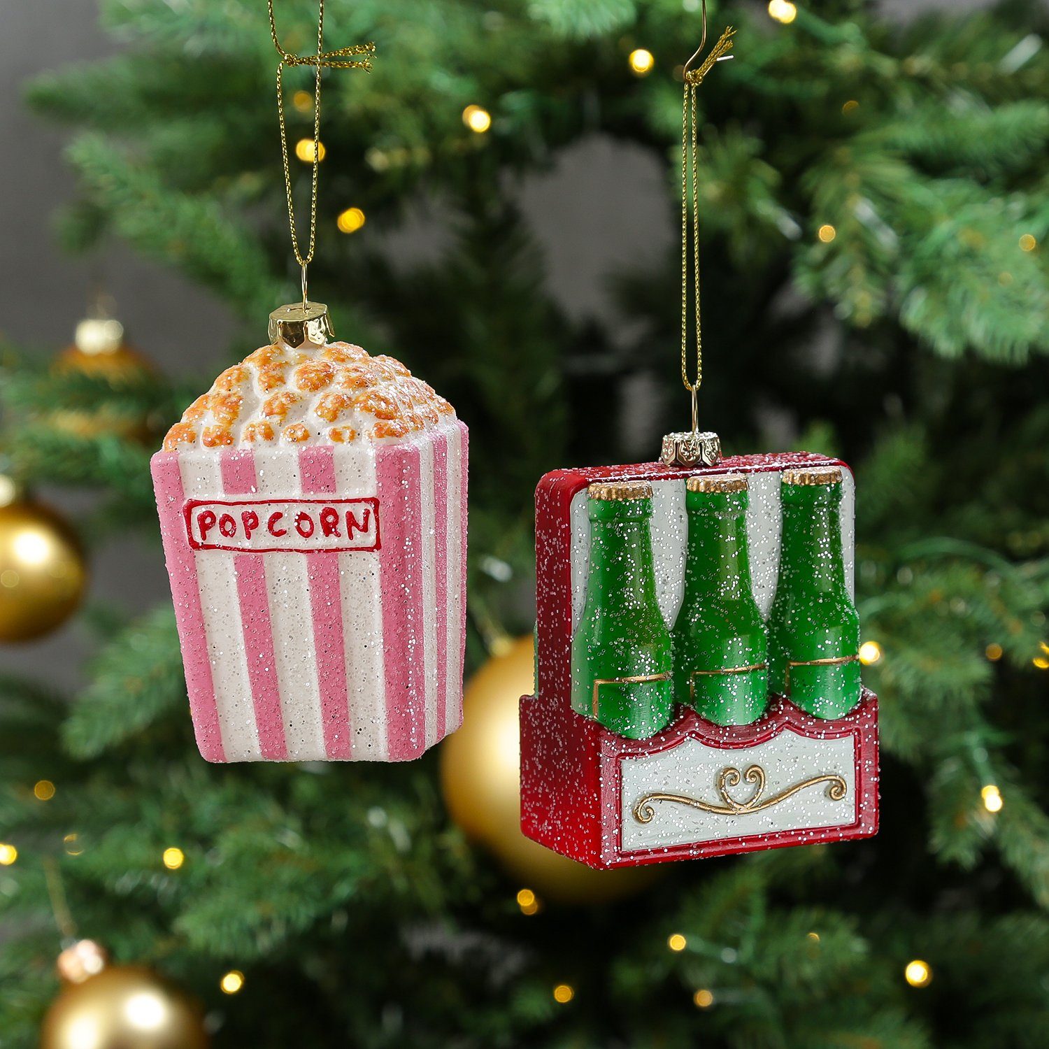 MARELIDA Christbaumschmuck Weihnachtsbaumschmuck 10cm Bier H: für bruchfest Bierfreunde Sixpack