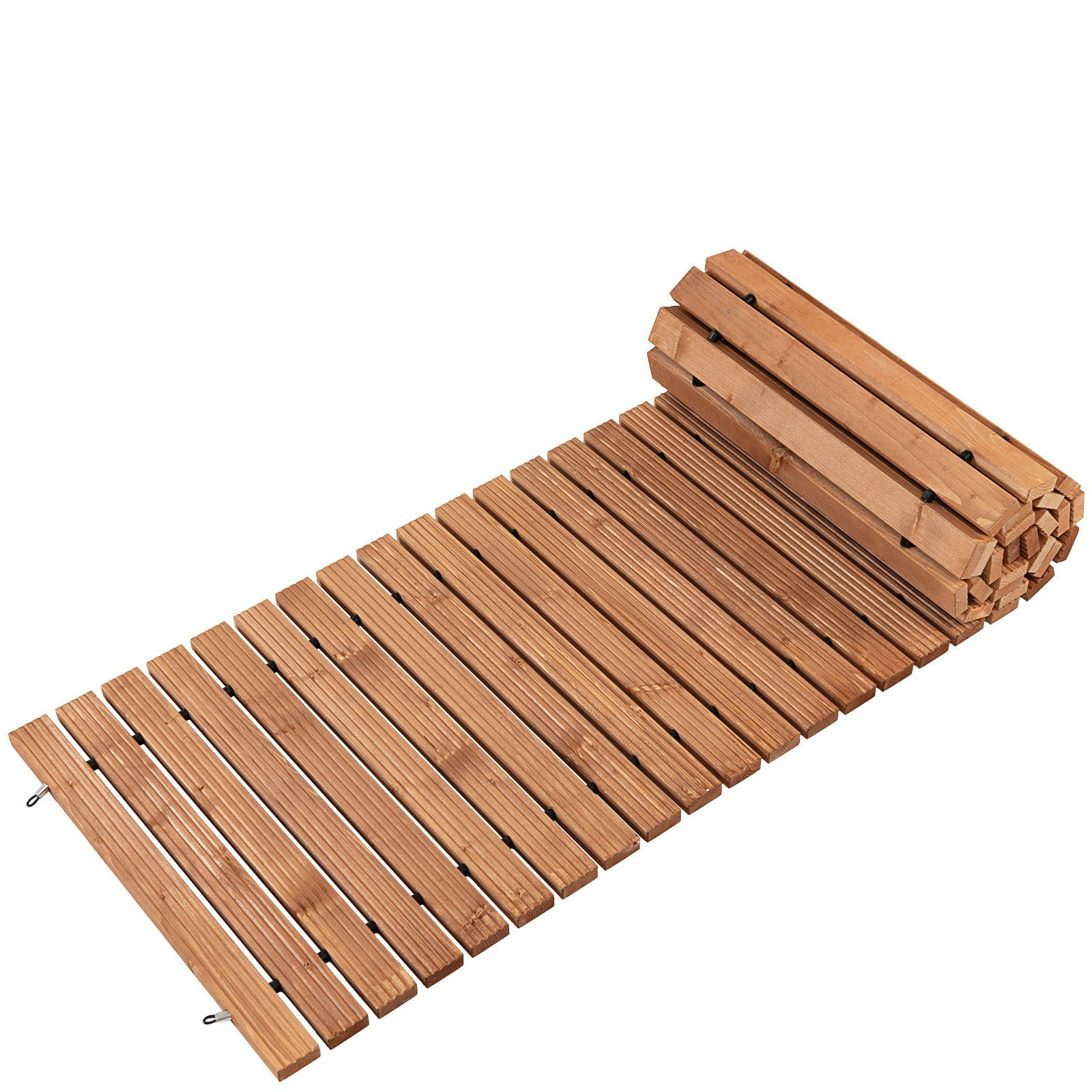 COSTWAY Holzfliesen Rollweg, 245 cm ausrollbar, aus Holz