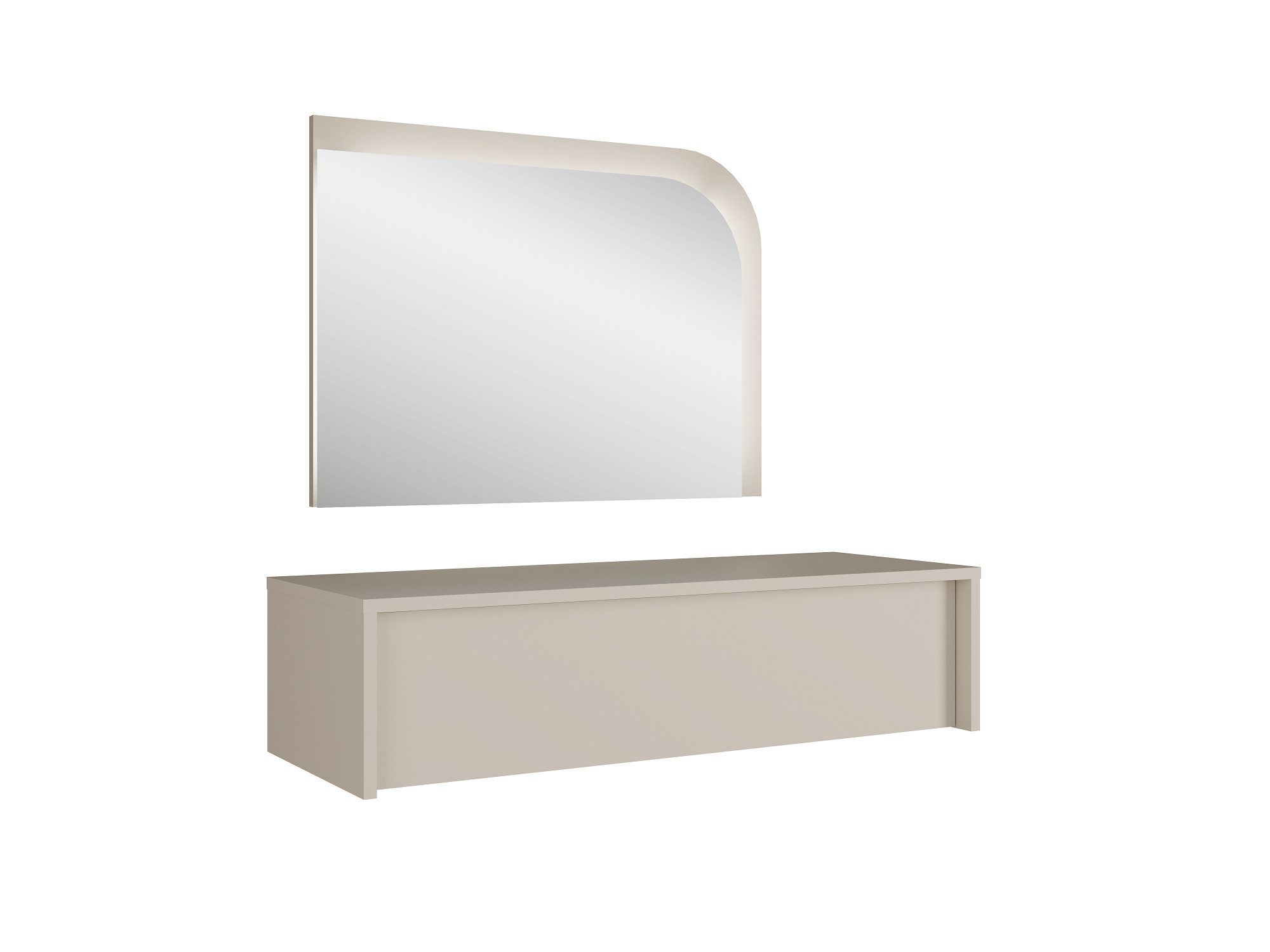 OTTO home Schminktisch NAANCY wandhängender Frisiertisch mit Spiegel, Beleuchtung, cashmere, KOOSmetiktisch mit Schublade, LED, Soft-Close, B/T/H 93/35/23,2 cm