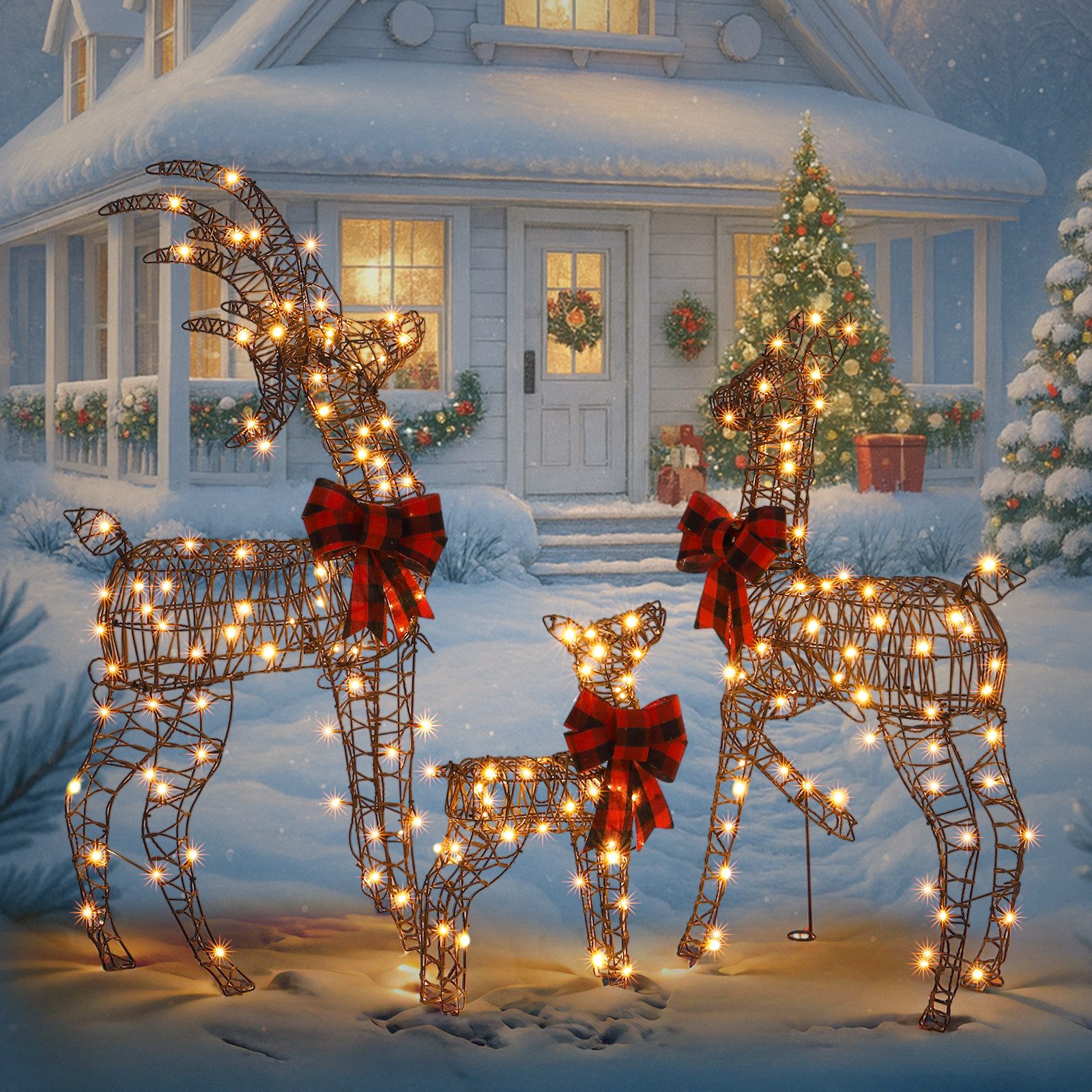 LALAHO Weihnachtsfigur 3-teiliges LED Rentier Familie günstig online kaufen