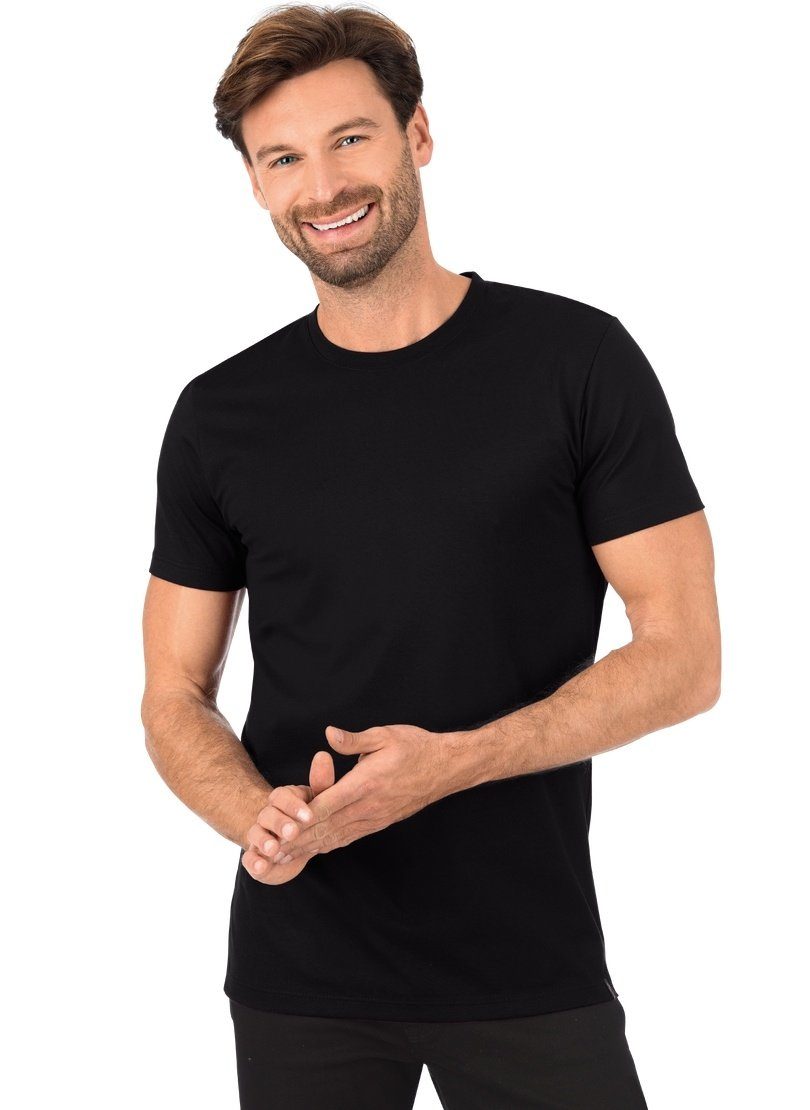 T-Shirt Baumwolle Slim schwarz T-Shirt TRIGEMA DELUXE Trigema Fit aus