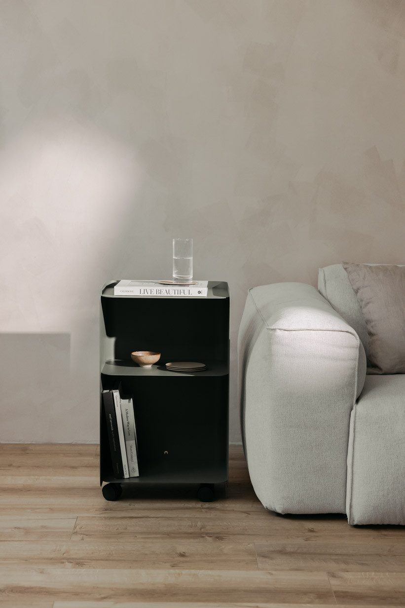 Metallbude Rollcontainer JUNO, variabel nutzbar als Beistelltisch, Nachttisch oder Organizer