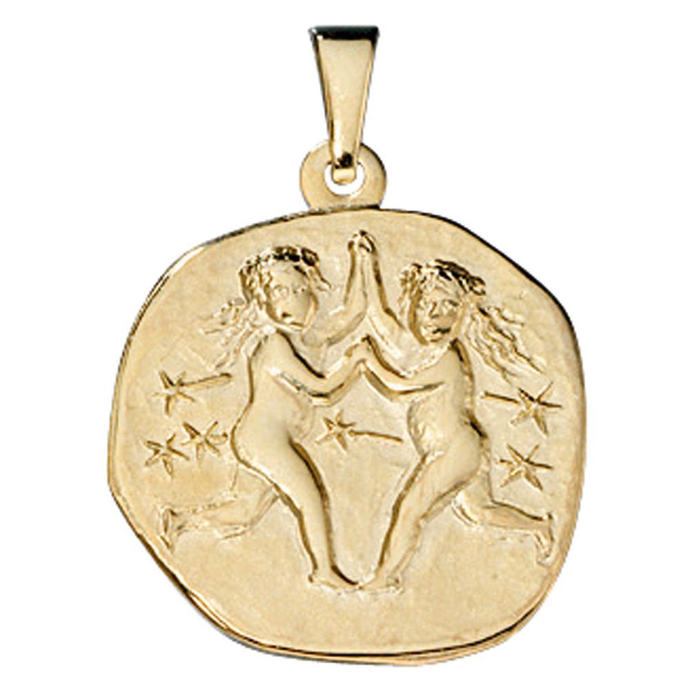 Anhänger Sternzeichen - Unisex, 333 333 Halsschmuck Zwilling Schmuck aus Zwillinge Kettenanhänger Gold Krone Gold