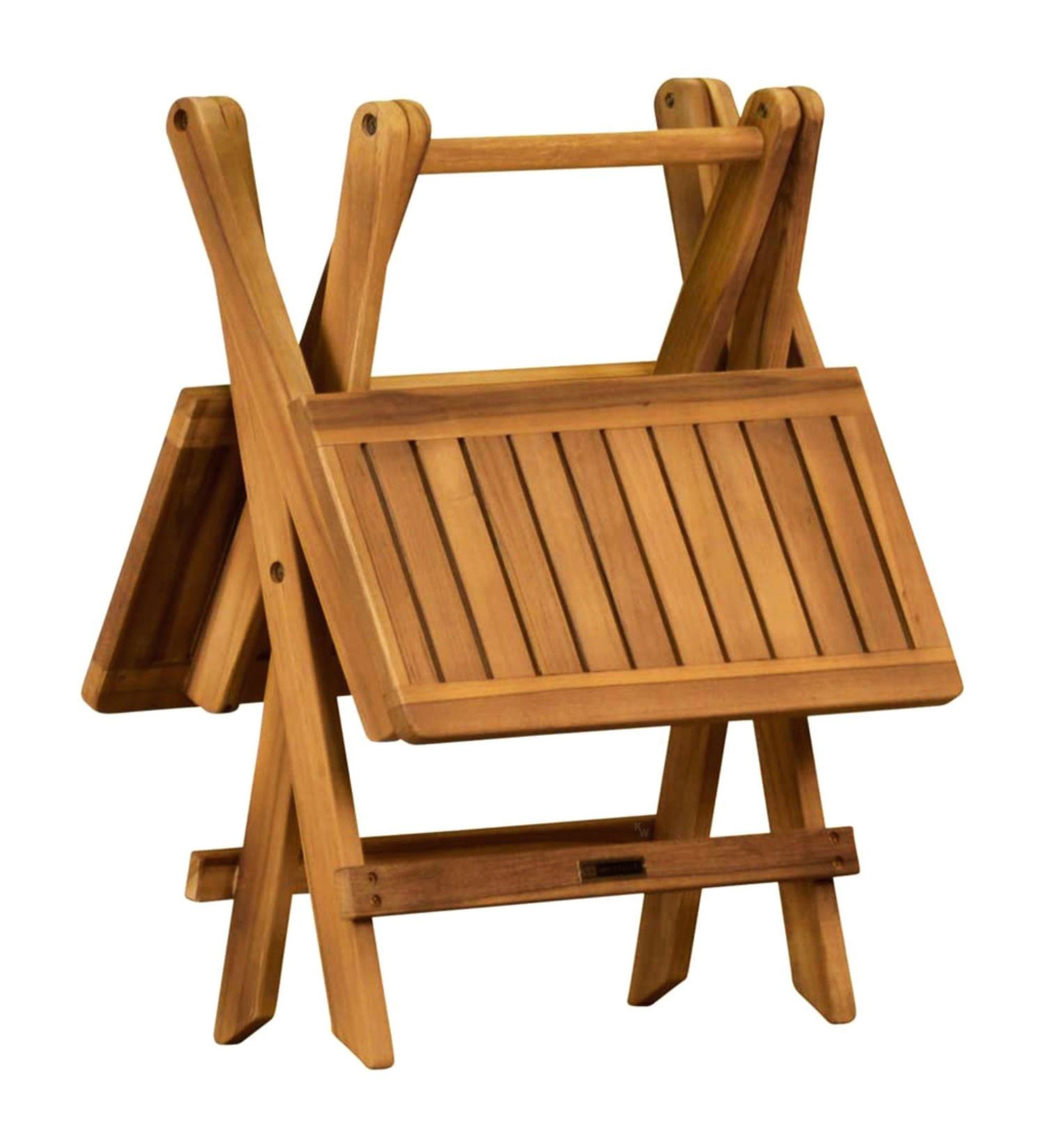 Kai Wiechmann Beistelltisch Hochwertiges Teak Tischchen 50 x 50 cm als wetterfester Ablagetisch, klappbarer und unbehandelter Balkontisch aus Teak