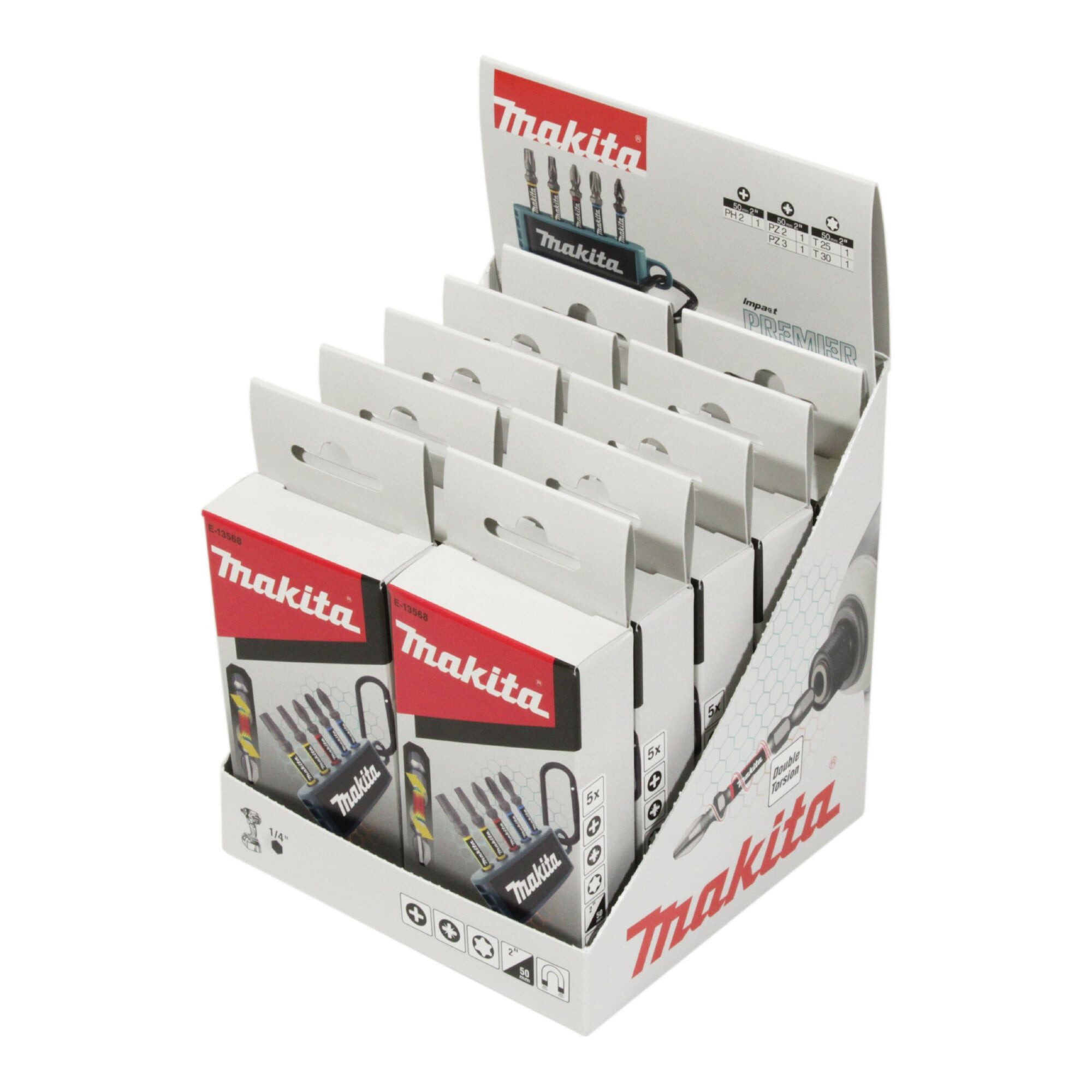 Makita Bit-Set Makita Torsion Bitsets im Thekendisplay Impact Premier 5tlg.