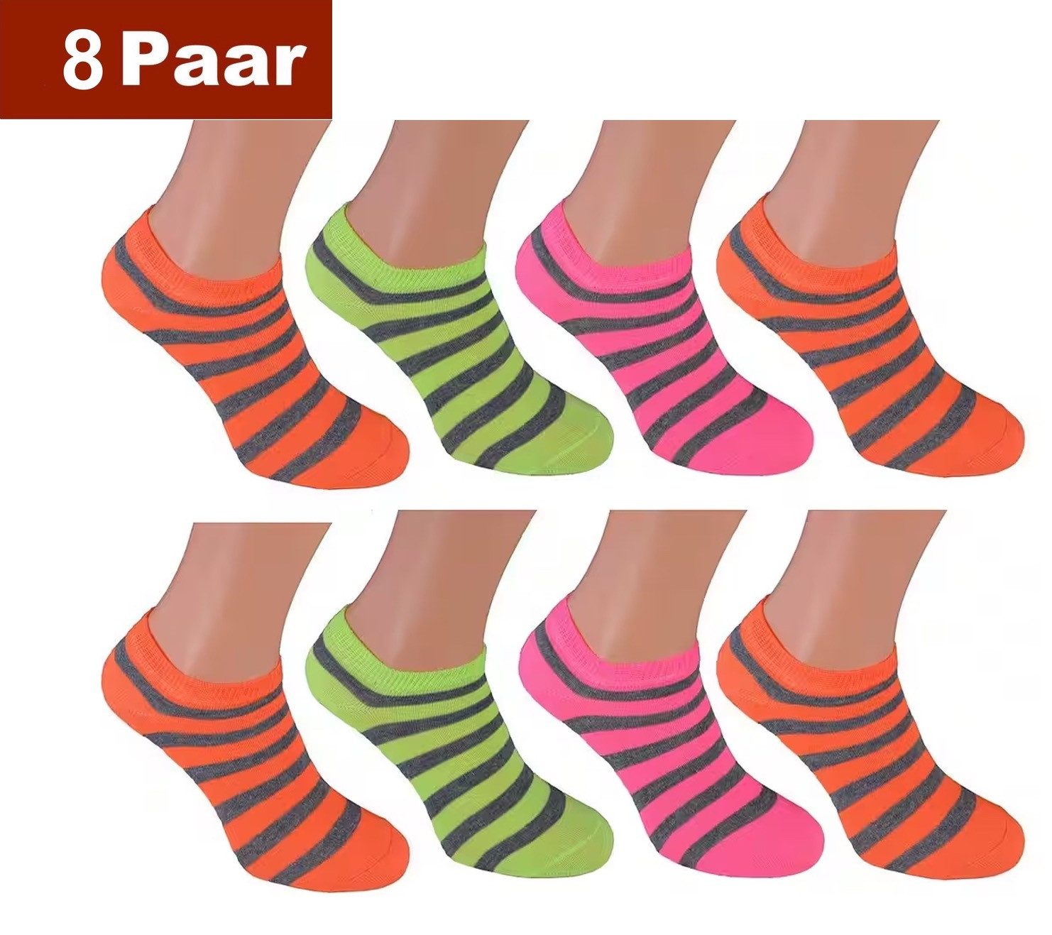 Cocain underwear Sneakersocken Damen Sneaker Socken bunte Füsslinge kurze halbe Söckchen 80 Baumwolle (8-Paar) verschiedene Modelle
