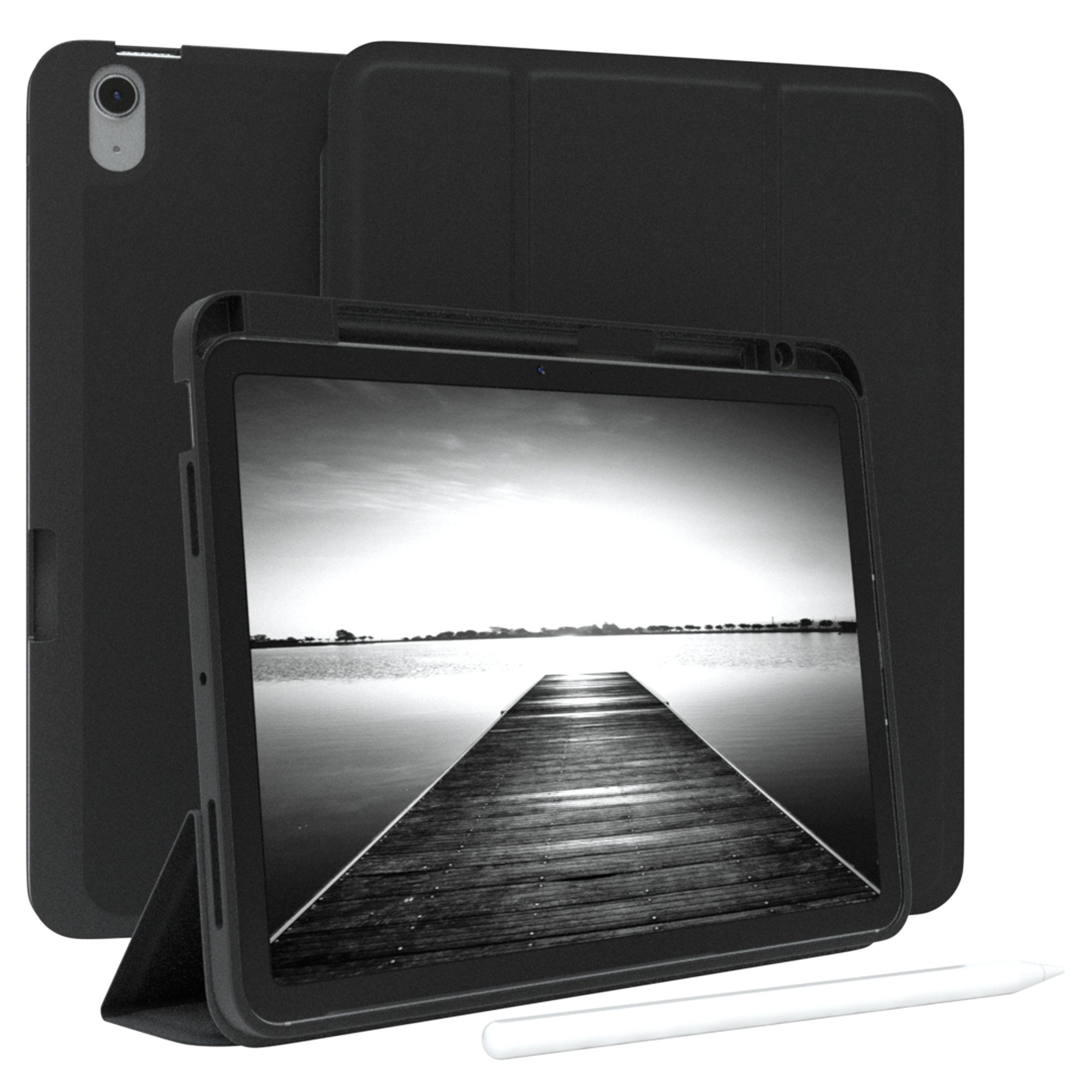 EAZY CASE Tablet-Hülle Penholder Smartcase für Apple iPad Air 11 (2025) 11 Zoll, Hülle Schutzhülle mit Sleep Wake Up Funktion Etui zum Klappen Schwarz