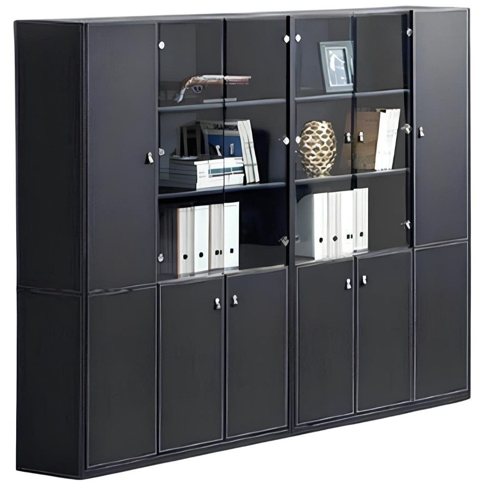 Xlmoebel Aktenschrank Büro-Aktenregal aus Holz mit Vitrine und modernem Design (Aktenschrank) Hergestellt in Europa