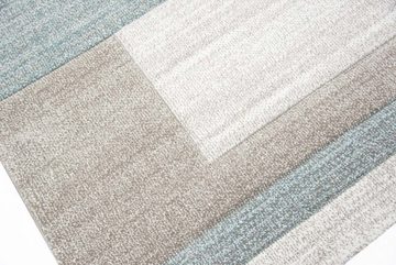 Teppich Designer Teppich Moderner Teppich Wohnzimmer Teppich Kurzflor Teppich mit Konturenschnitt Karo Muster Pastellfarben Blau Creme Beige, Teppich-Traum, rechteckig, Höhe: 13 mm