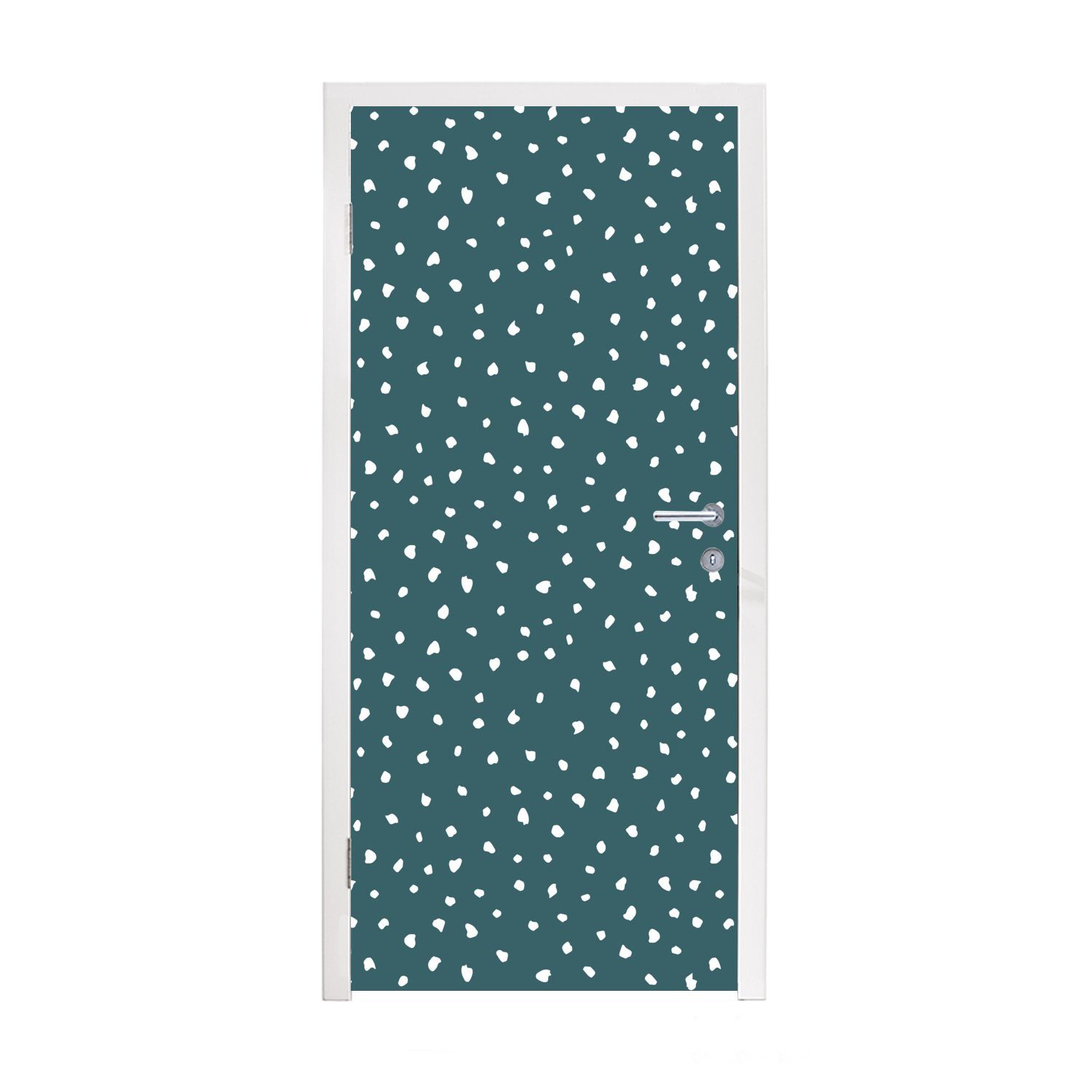 MuchoWow Türtapete Polka dots - Weiß - Grün, Matt, bedruckt, (1 St), Fototapete für Tür, Türaufkleber, 75x205 cm