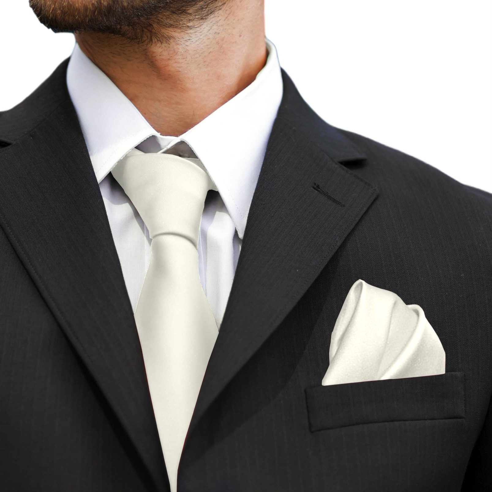 GASSANI Krawatte Satin Hochzeitskrawatte, Herren-Krawatte Hochzeit Schlips z Anzug (Set, 3-St., Krawattenset, mit Einstecktuch, Manschettenknöpfe) 8,5cm Breite, Uni, Seide-Touch-Finish, Tuch