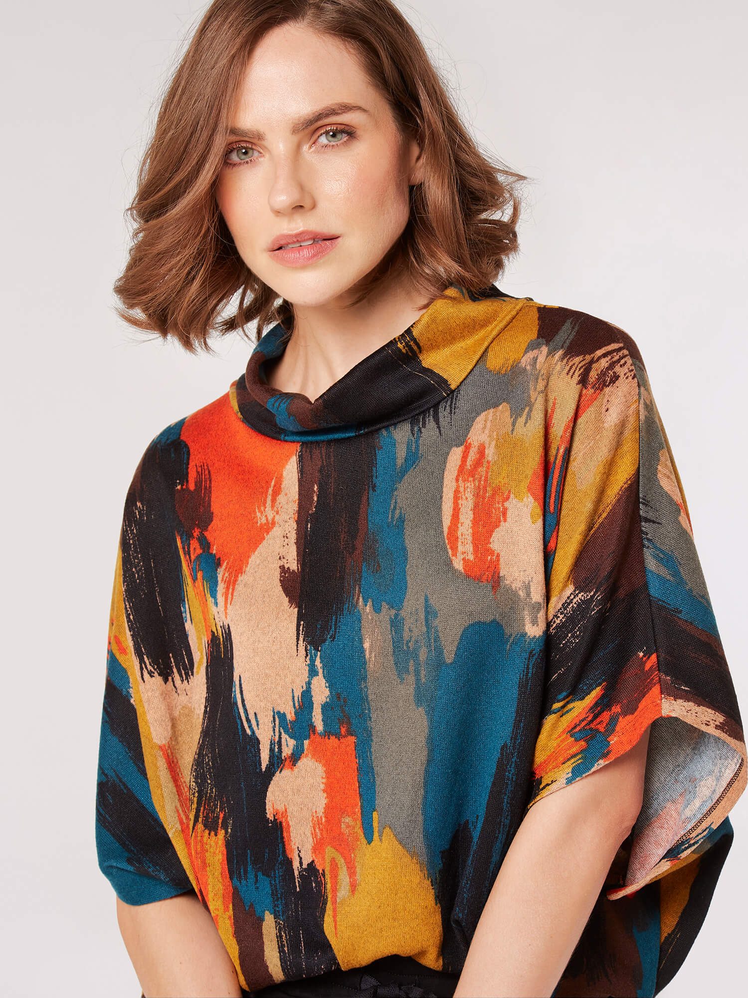 Apricot Fledermausshirt Cape Top mit Feldermausärmeln günstig online kaufen