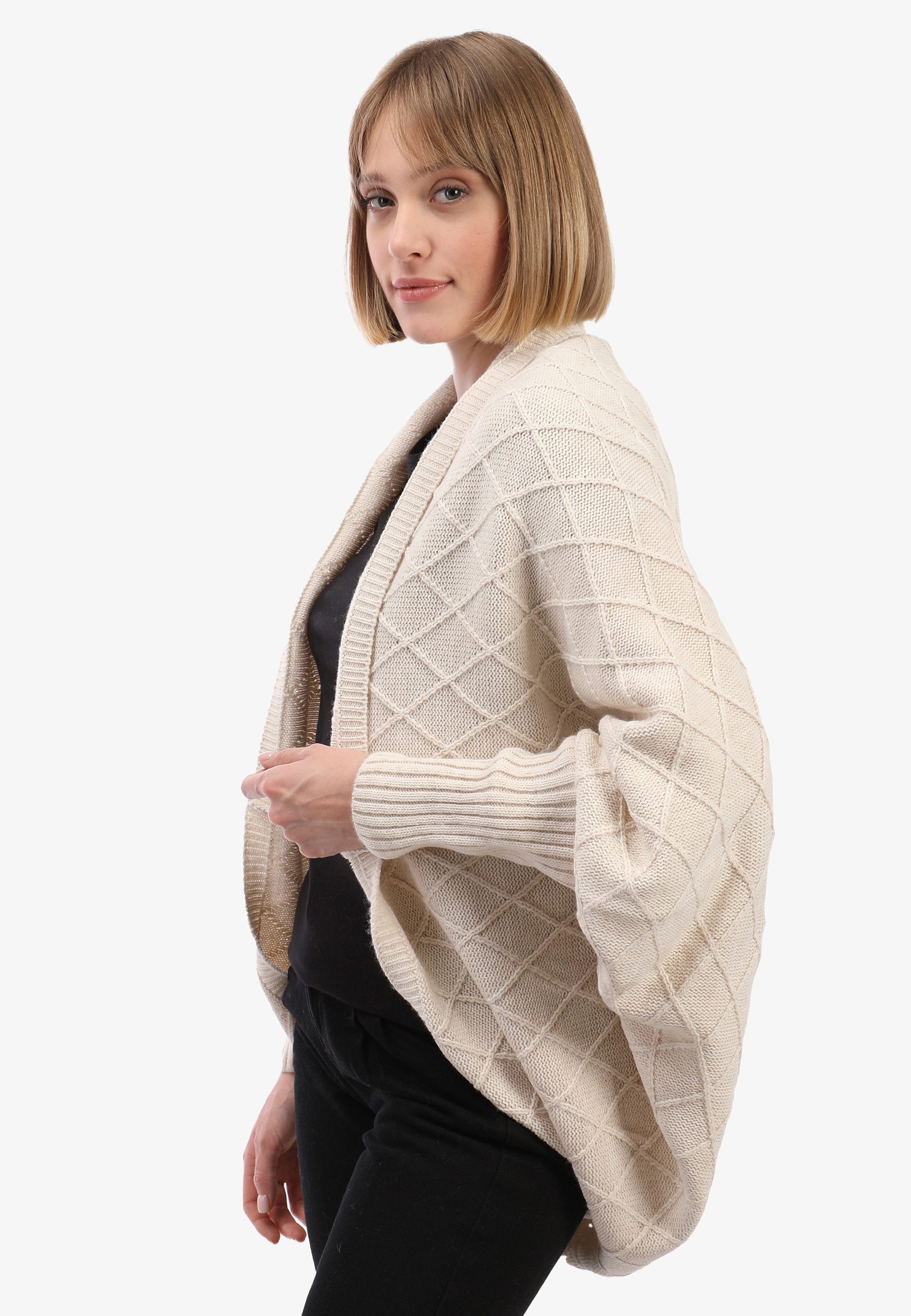 Felix Hardy Strickjacke Langärmelige Strickjacke aus Wollmischung mit Fledermausärmeln