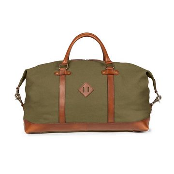 DRAKENSBERG Reisetasche Weekender »Owen« Oliv-Grün, für Damen und Herren, stilvoll und elegant, Canvas, Leder, erweiterbar