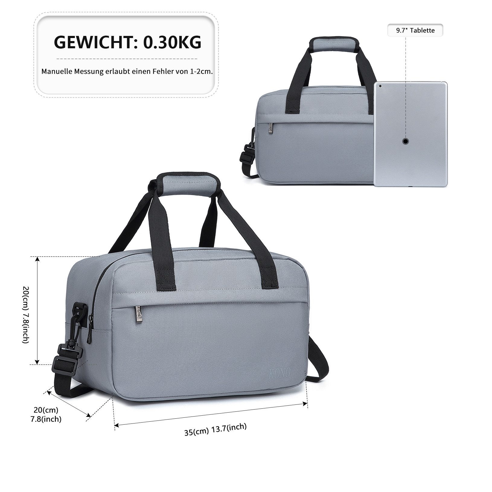 KONO Reisetasche Handgepäck Tasche Unisex Gym günstig online kaufen