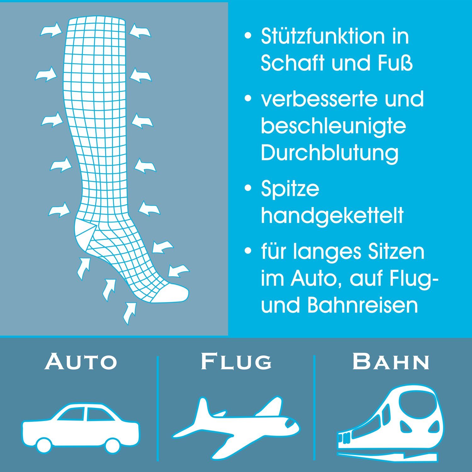 Footstar Kompressionsstrümpfe Damen & Herren Reisekniestrümpfe Light (2 Paar), kompression