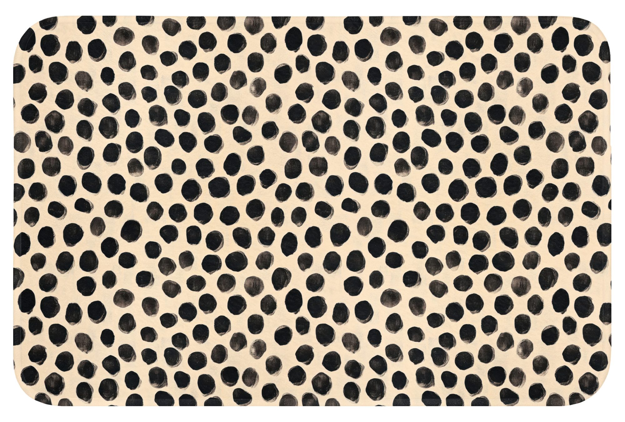 OnlyWow Badematte Polka dots - Muster - Schwarz, Höhe 10 mm, Polyester, Rechteckig, Badezimmerteppich, Badteppich, Rutschfest, Badvorleger, Waschbar