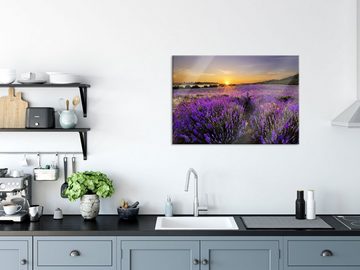 Pixxprint Glasbild Lavendelfeld in Frankreich, Lavendelfeld in Frankreich (1 St), Glasbild aus Echtglas, inkl. Aufhängungen und Abstandshalter