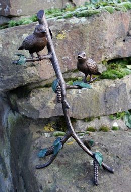 Bronzeskulpturen Skulptur Bronzefigur 2 Vögel auf Ast