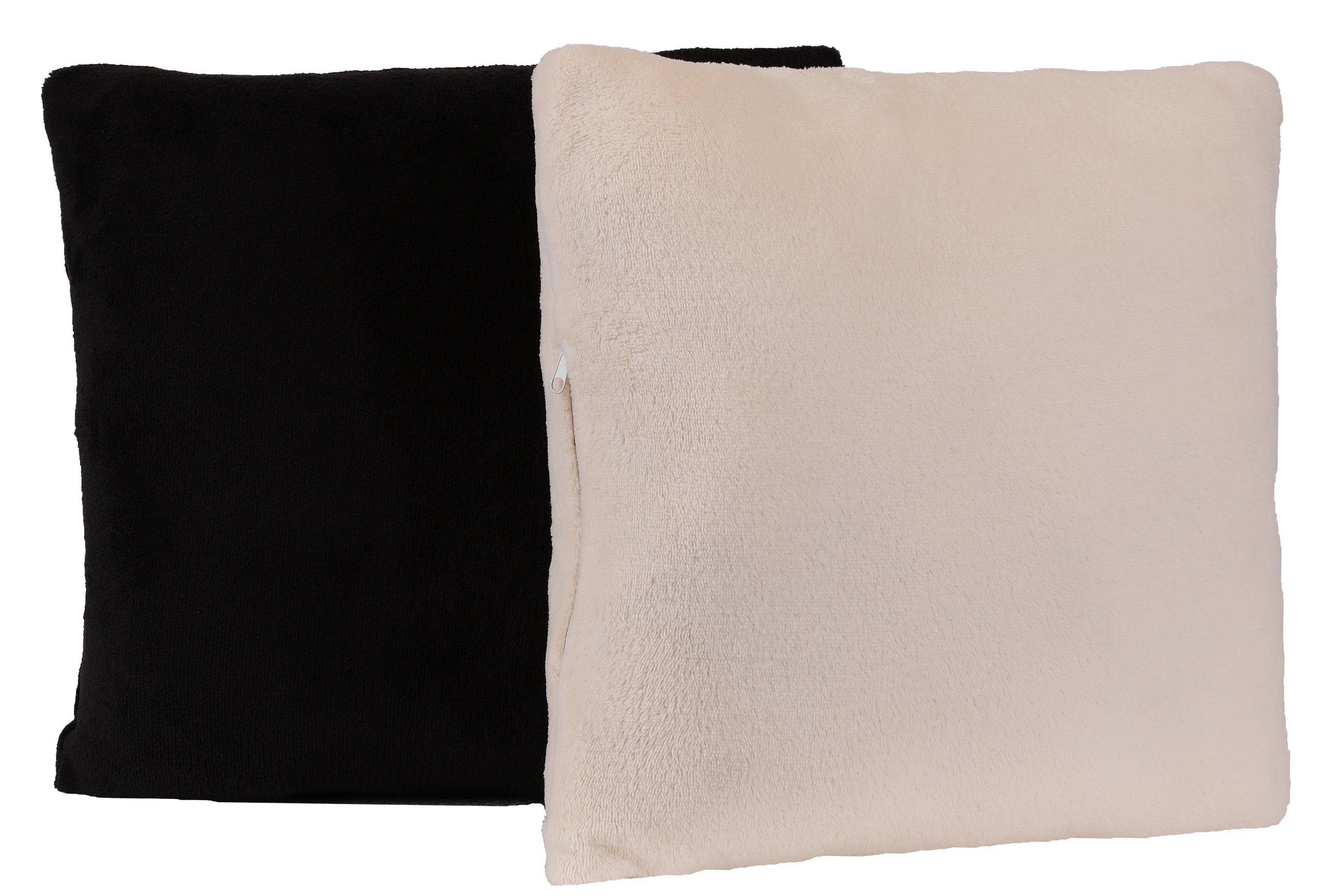 Betz Dekokissen 2 Stück Romania Kuschelkissen Dekokissen Kissen Größe: 36x36 cm, Farbe: schwarz und beige