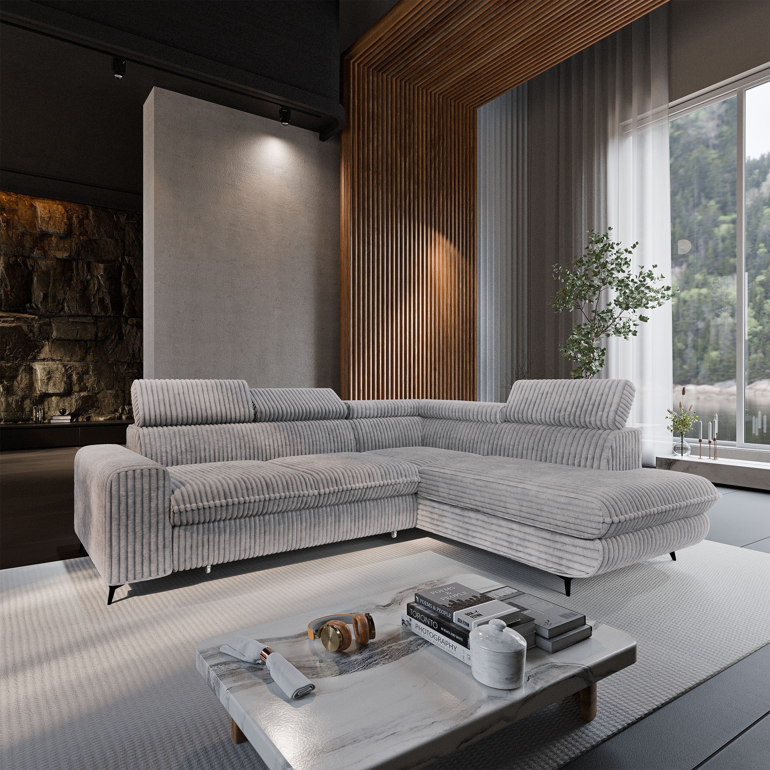 Masseno Ecksofa VELISS mit Schlaffunktion L-Form, Sofa mit Bettkasten