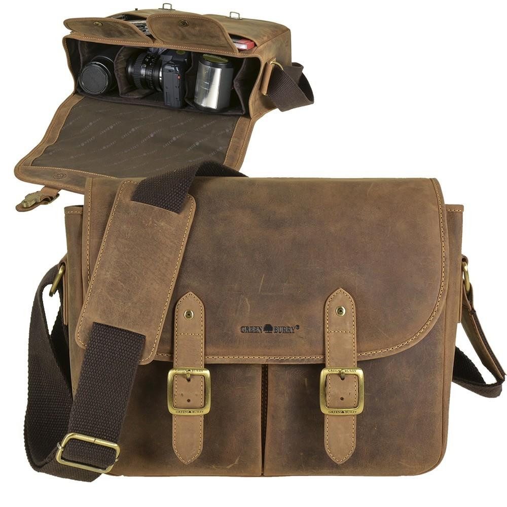 Greenburry Fototasche Vintage, used Look Leder, Kameratasche, für DSLR, Schultergurt mit Polster