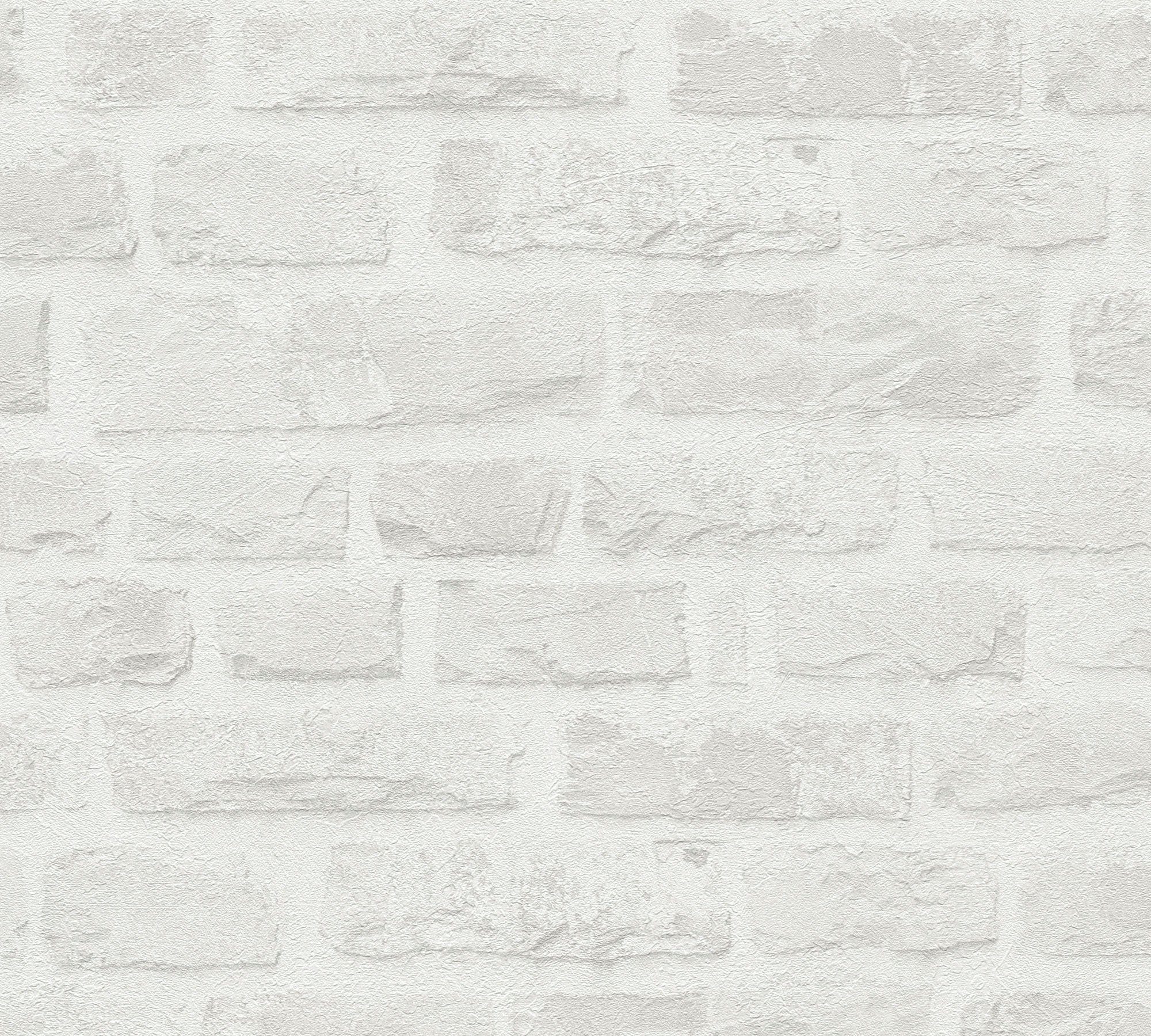 Vlies, Natural Tapete Weiß,Hellgrau Steinoptik, Création Wand A.S. matt, Vlies, St), strukturiert, Stein, Tapete leicht (1 Living Vliestapete