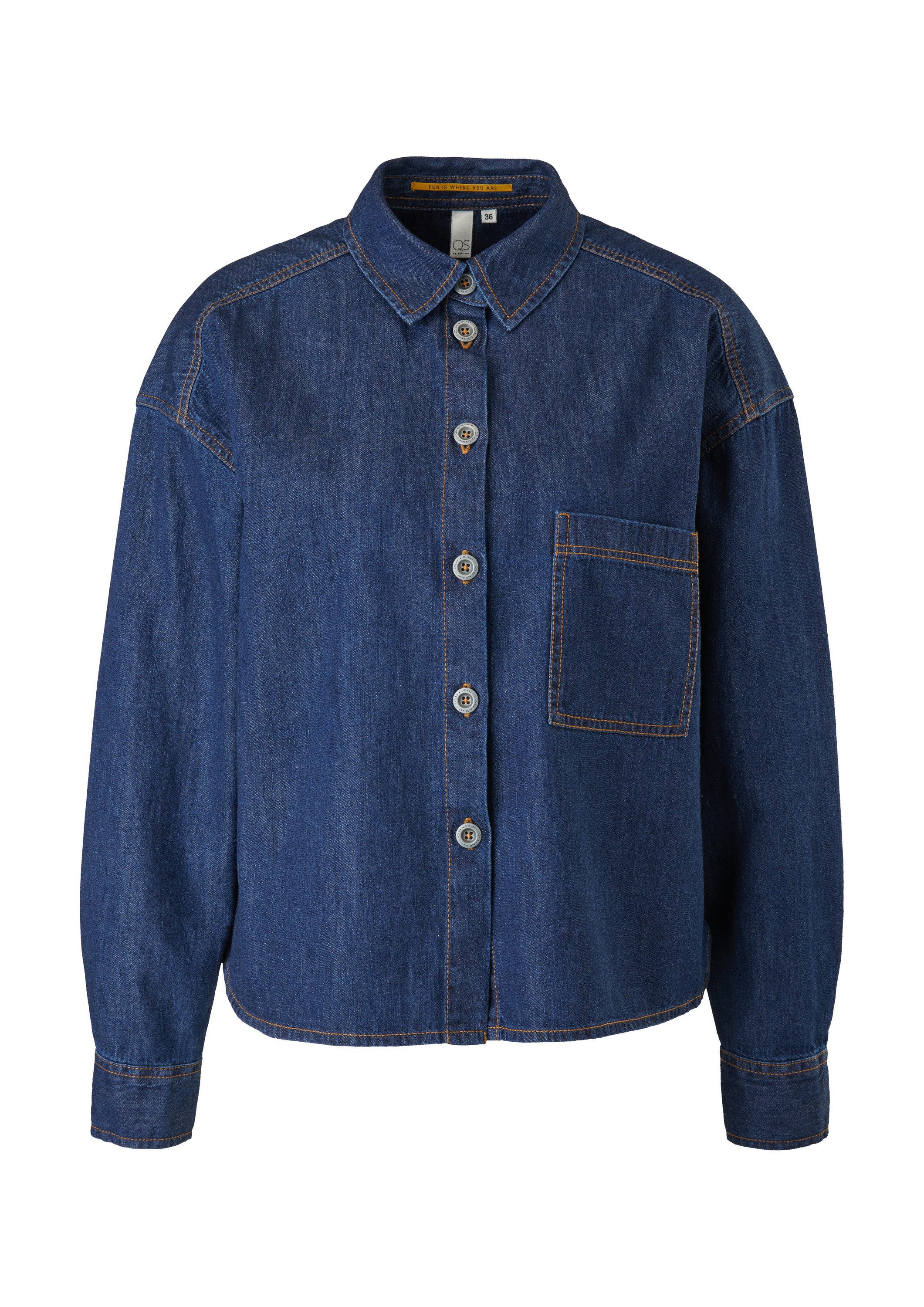 QS Langarmbluse Bluse Jeansbluse mit Brusttasche günstig online kaufen
