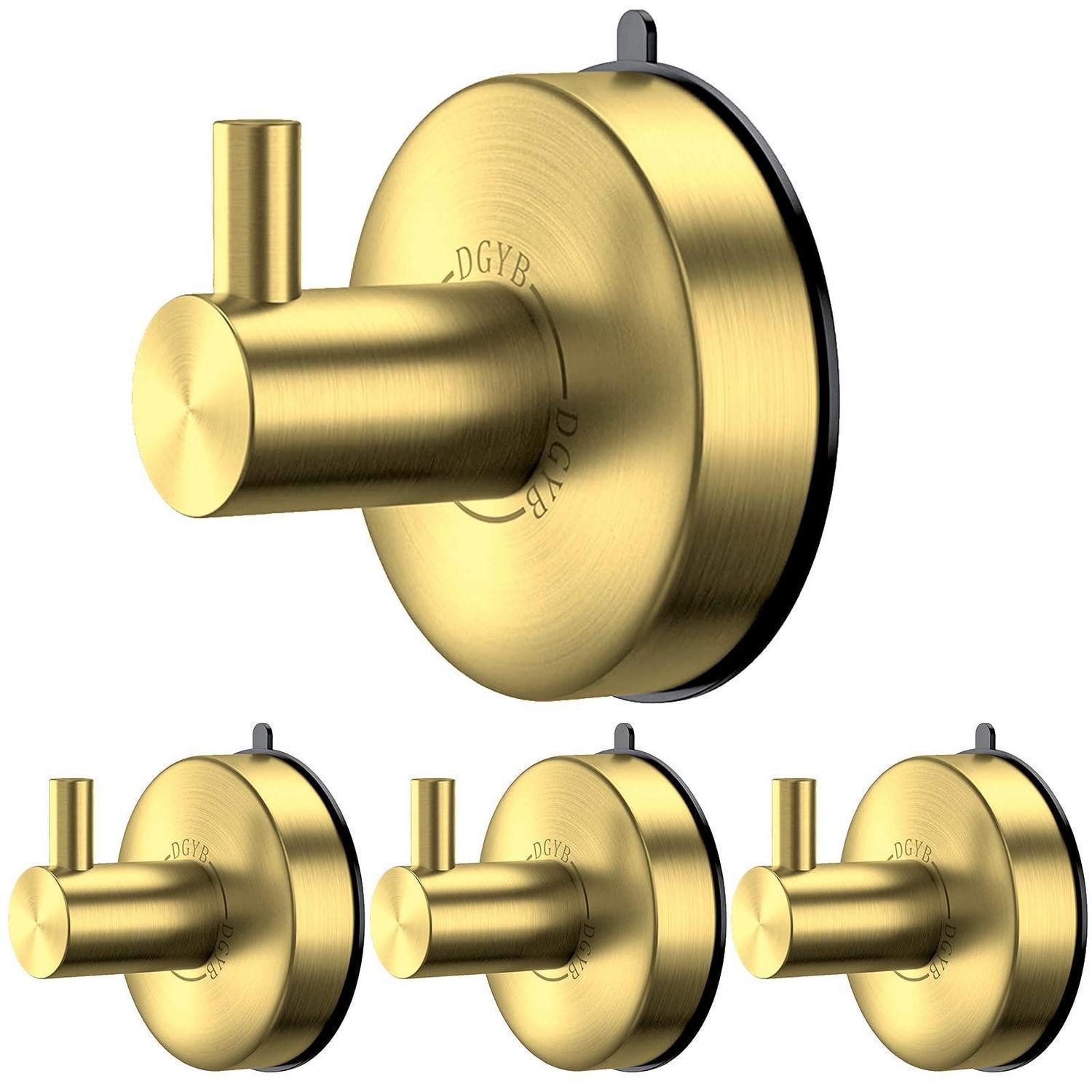 LuxusKollektion Handtuchhaken Duschhaken Saugnapf 4er Set Gold 304 Edelstahl