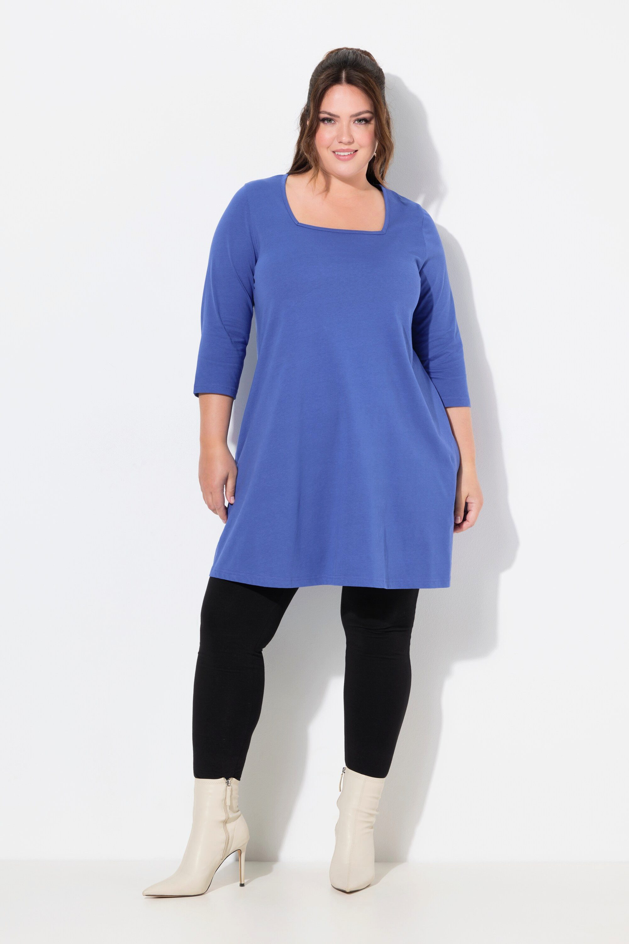 Ulla Popken Longshirt Longshirt A-Linie Carré-Ausschnitt günstig online kaufen