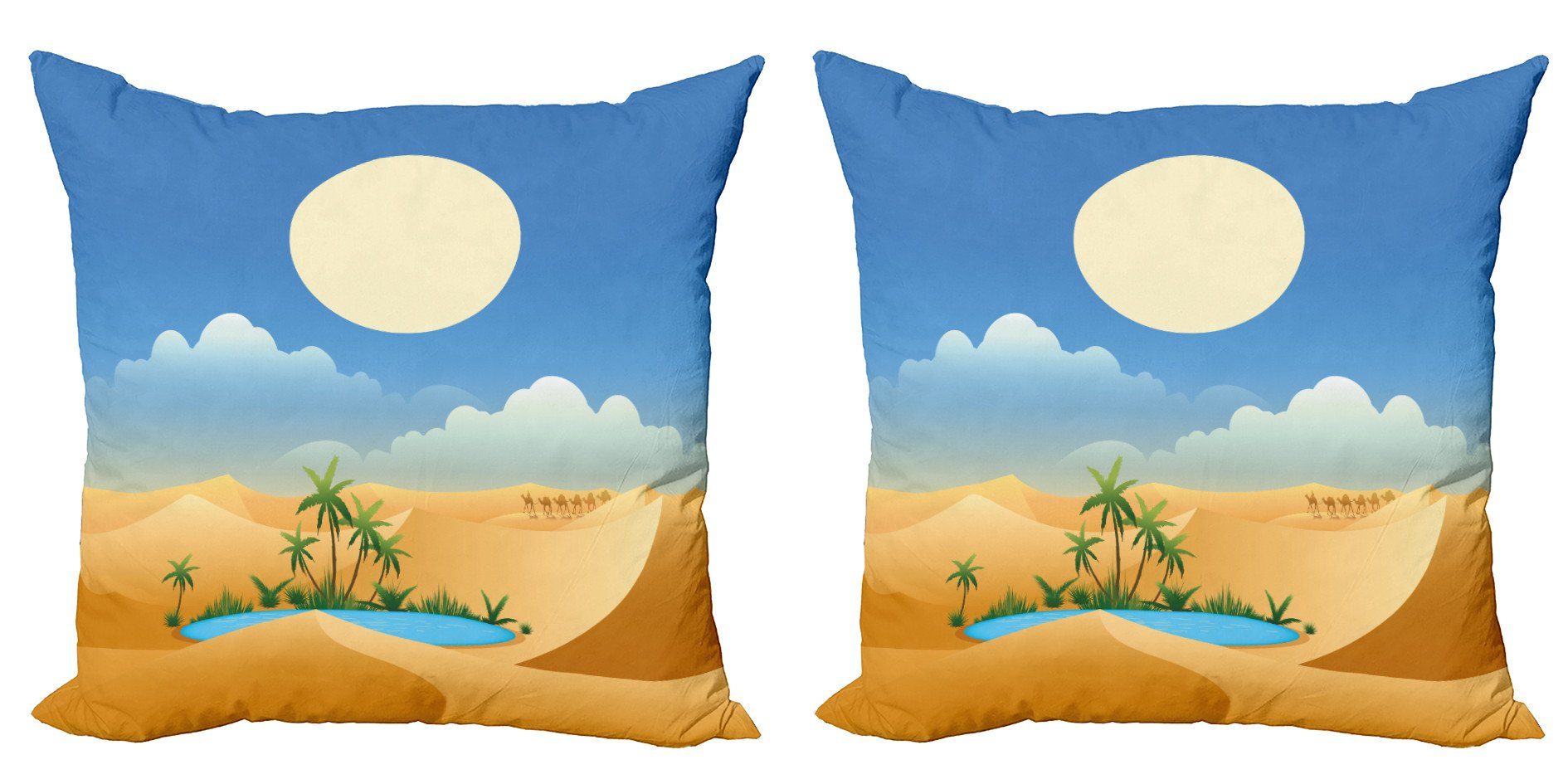 Doppelseitiger (2 Modern Abakuhaus Accent Stück), Sommerzeit-Wüste Digitaldruck, Oase Kissenbezüge