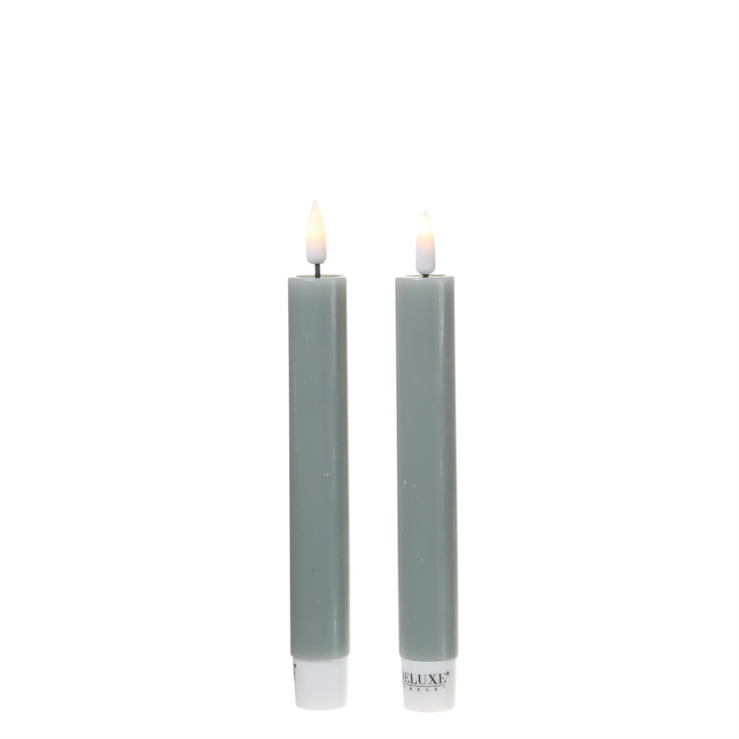 LED-Kerze LED Stabkerzen Mia Dinner Tafelkerzen Echtwachs H: 15cm salbeigrün 2St