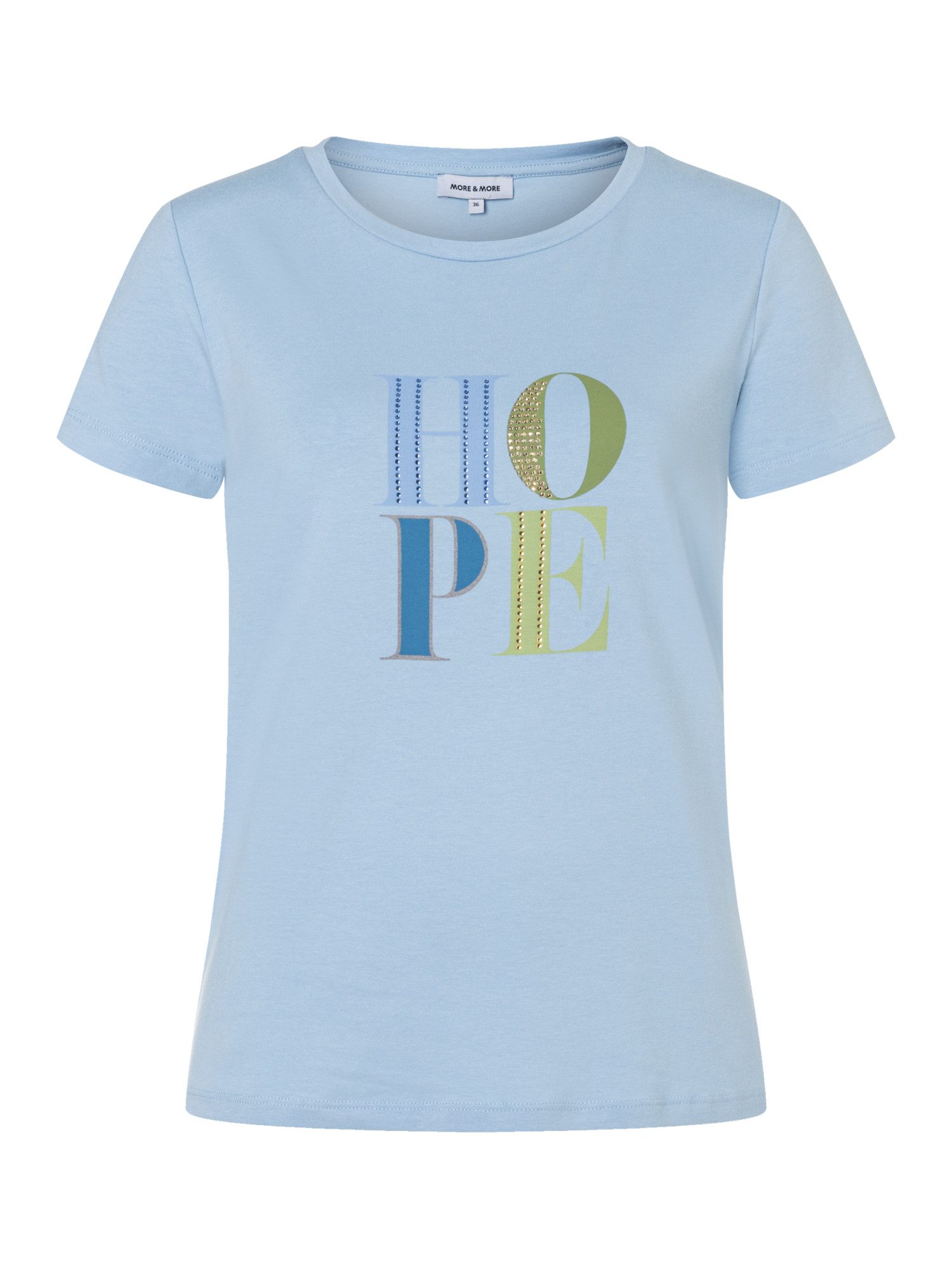 MORE&MORE Kurzarmshirt weiß,1/2 Arm, Glanzsteinchenschrift günstig online kaufen