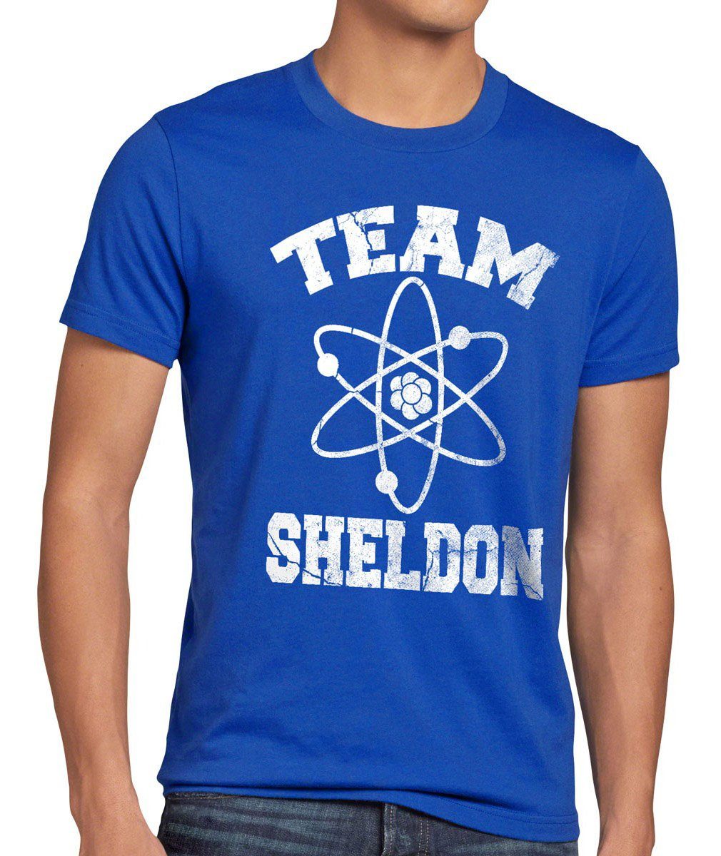 Herren blau tbbt College big leonard T-Shirt bang Team football style3 Sheldon cooper Print-Shirt theory