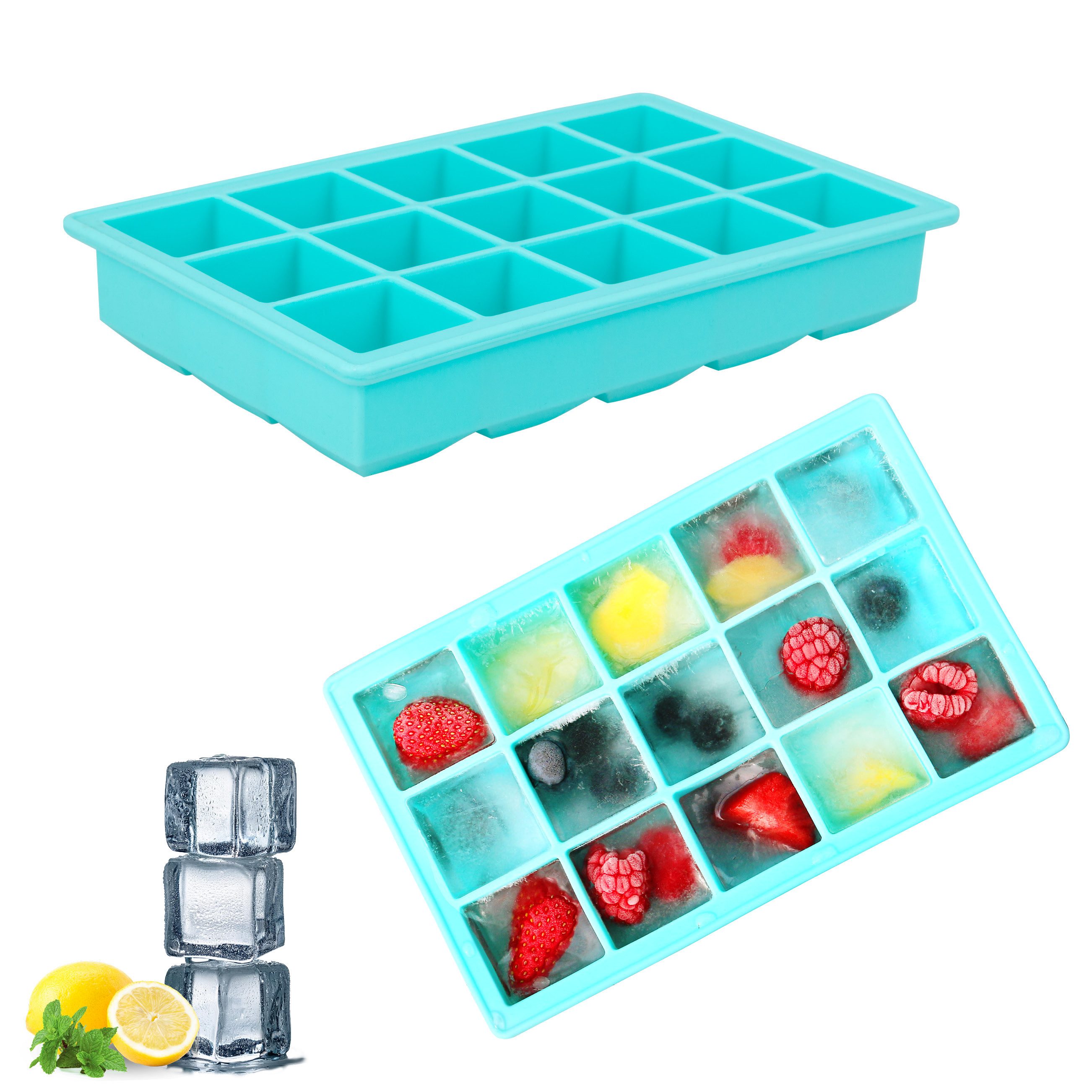 Eiswürfelform 15er Silikon-Eiswürfelform, 2er-Set // 2 Stück für je 15 Eiswürfel