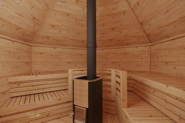 Finn Art Blockhaus Saunahaus Saunakota Elegance 9,2, BxTxH: 377 x 327 x 351 cm, 45 mm, Schindeln schwarz, ohne Ofen