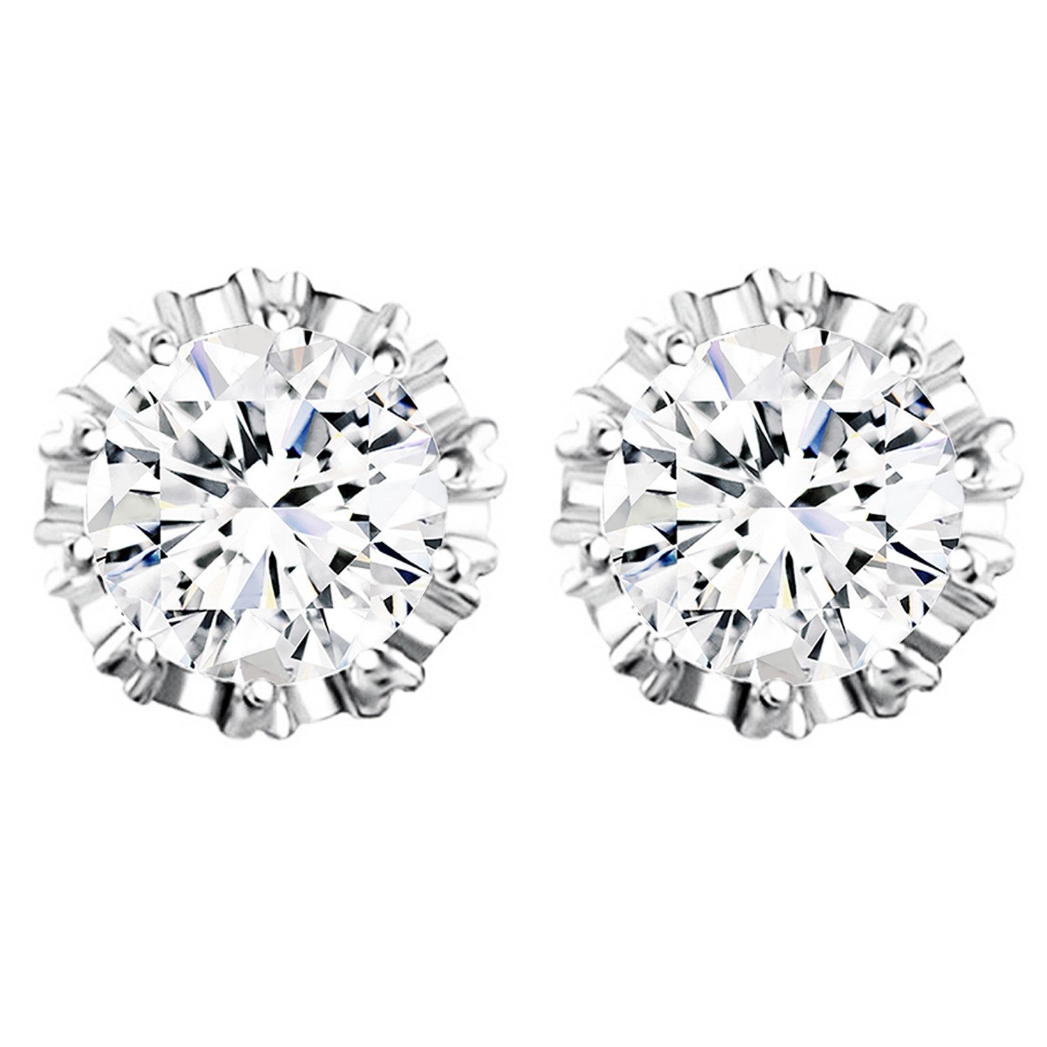 LÖB Paar Ohrstecker Silber Ohrringe Stecker Zirkonia Stein Diamant Form Ohrstecker 6mm (Geschenke für Frauen Damen Beste Freundin Mutter Mama Ehefrau Oma sie zum Geburtstag Schmuck Herbst Oktoberfest, Inkl. Schmuckbox), Krone Glitzer Solitär Steinchen Run