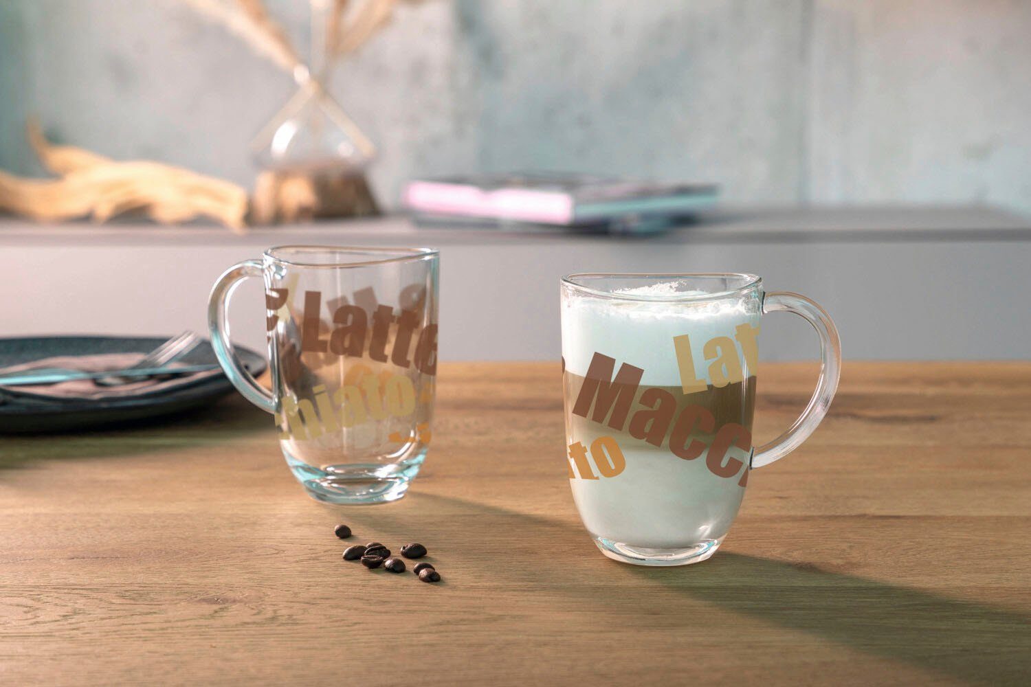 LEONARDO Latte-Macchiato-Tasse NAPOLI, 6-tlg., Glas, Latte Macchiato-Tasse, 380 ml, 3-farbig, 6-teilig