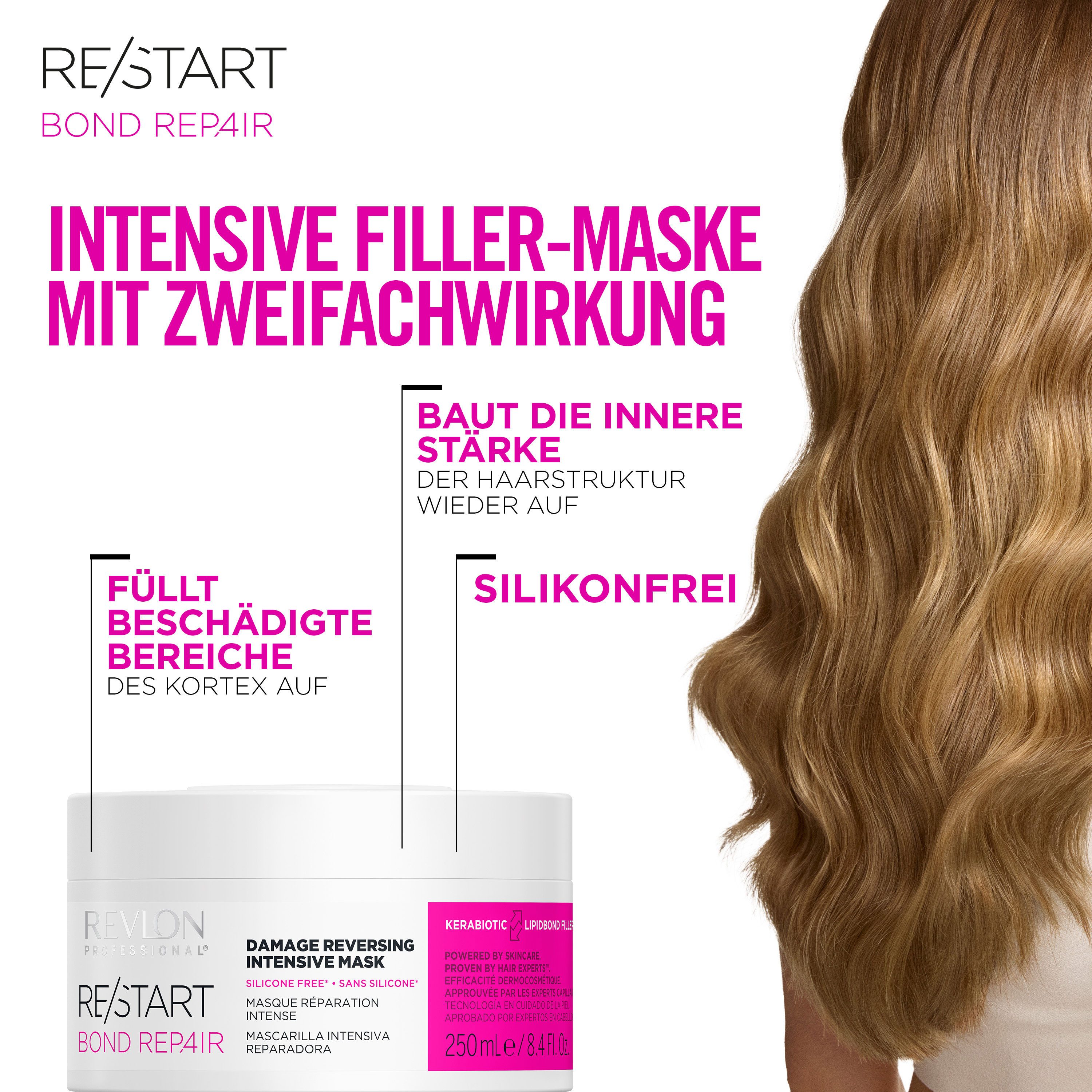 REVLON PROFESSIONAL Haarmaske BOND REPAIR Damage Reversing Invensive Mask 250ml, 1-tlg., Vegan, 4-in-1-Technologie, Silikonfrei