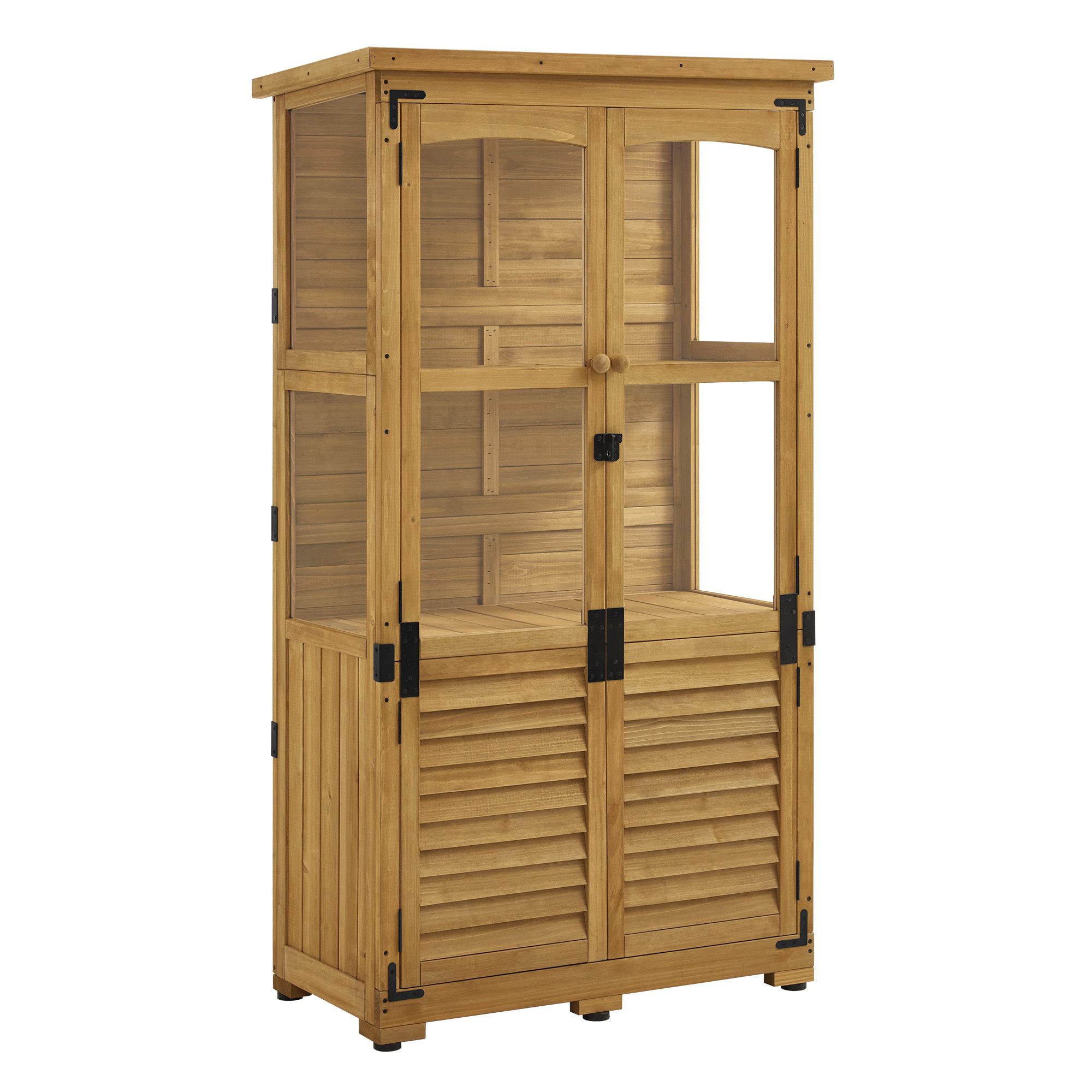 MCombo Gerätehaus M MCombo Gartenschrank Holz Wetterfest, 87×46×160 cm 0120, klein, Outdoor, Holz mit Acrylplatten, höhenverstellbar