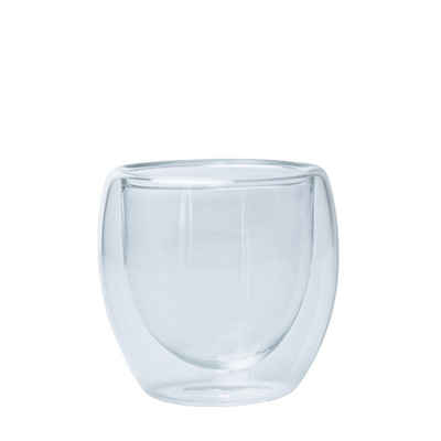 wisefood Mehrwegbecher Espresso-Gläser doppelwandig Set 4 Gläser, Glas, (8-tlg)