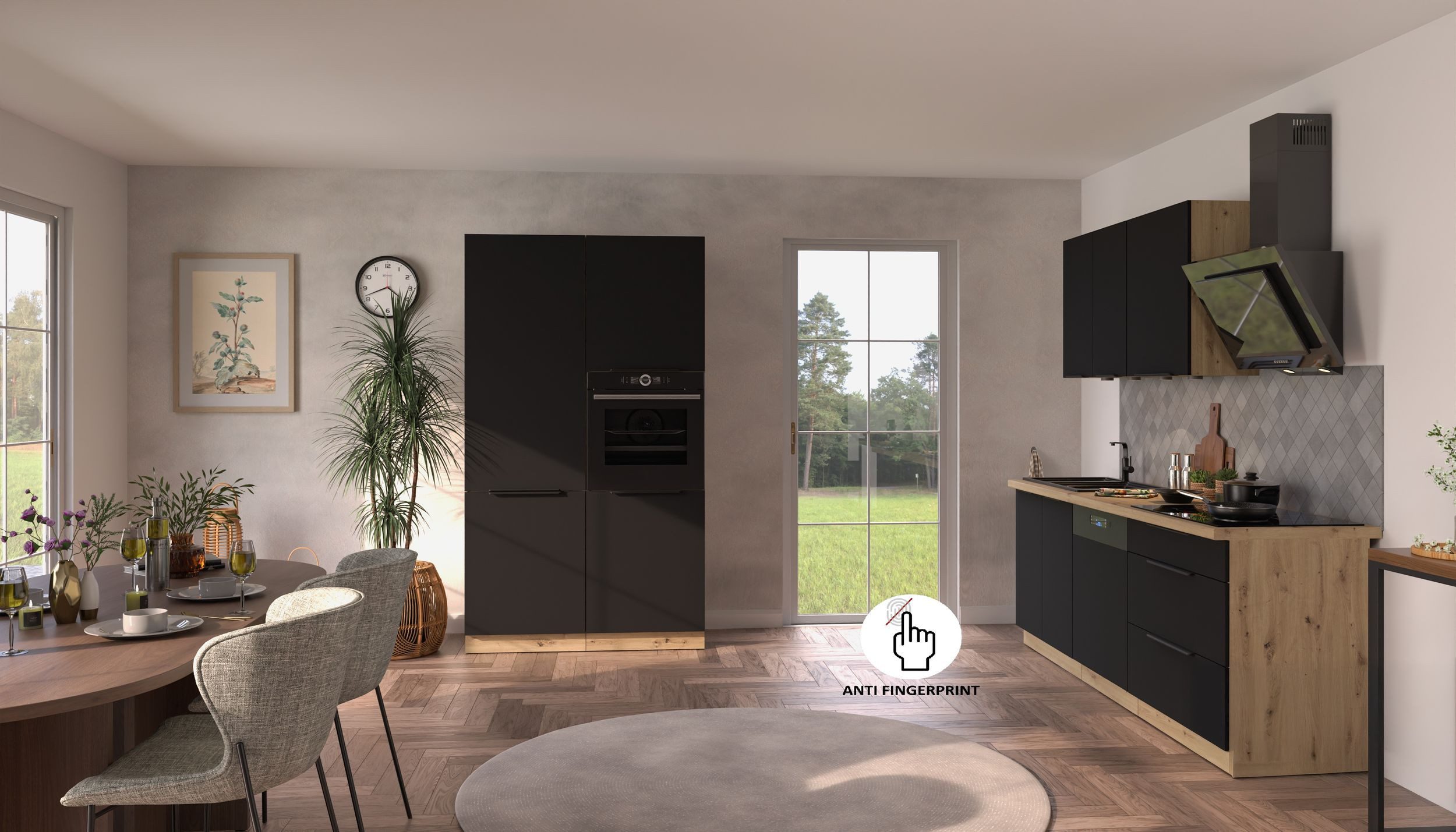 Küchen-Preisbombe Küchenzeile ARIA K-AR - 220 + 120cm Anti Fingerprint Küchenblock Küche Einbauküche