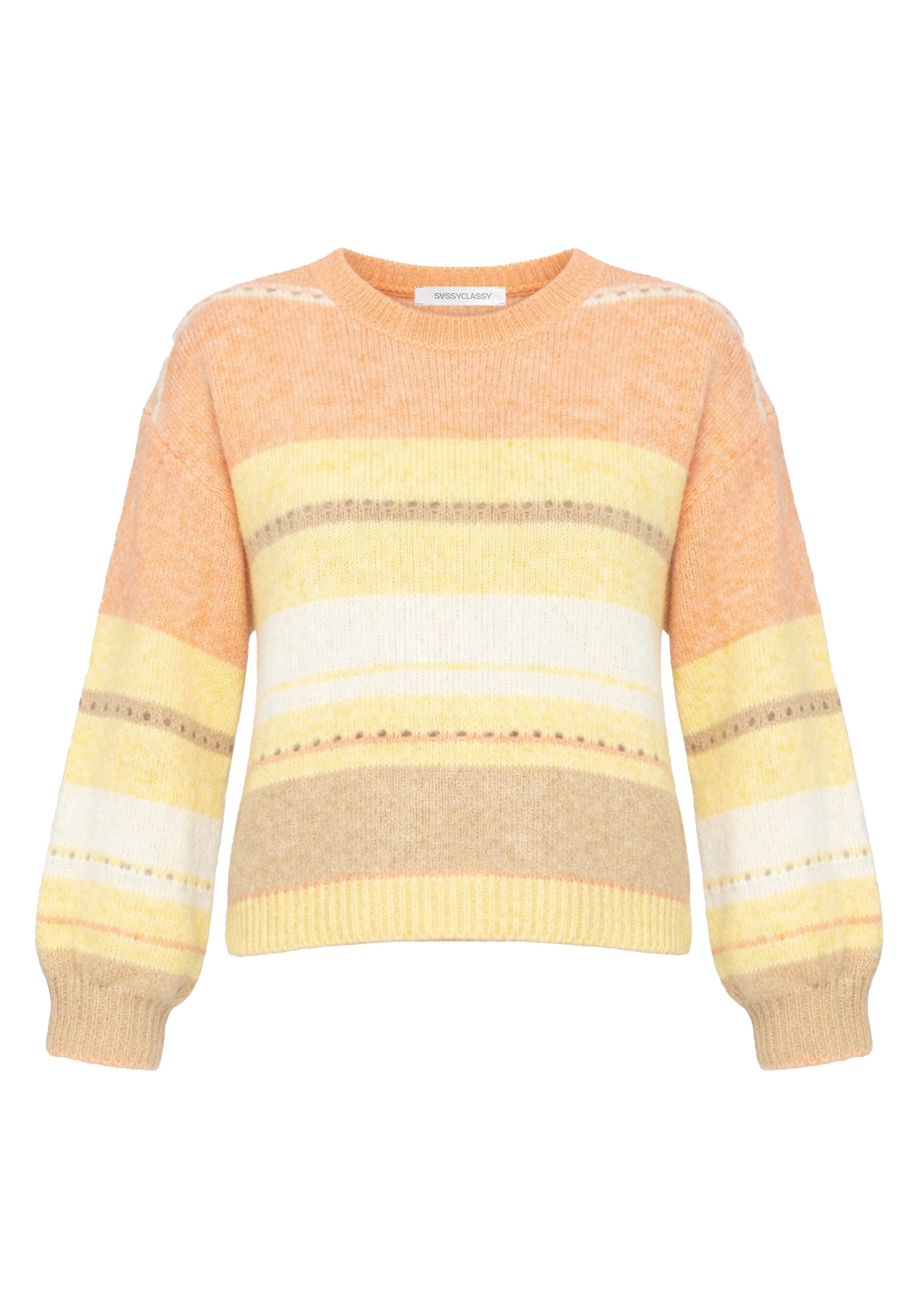 Strickpullover Gestreifter Pullover mit Loch-Strickmuster
