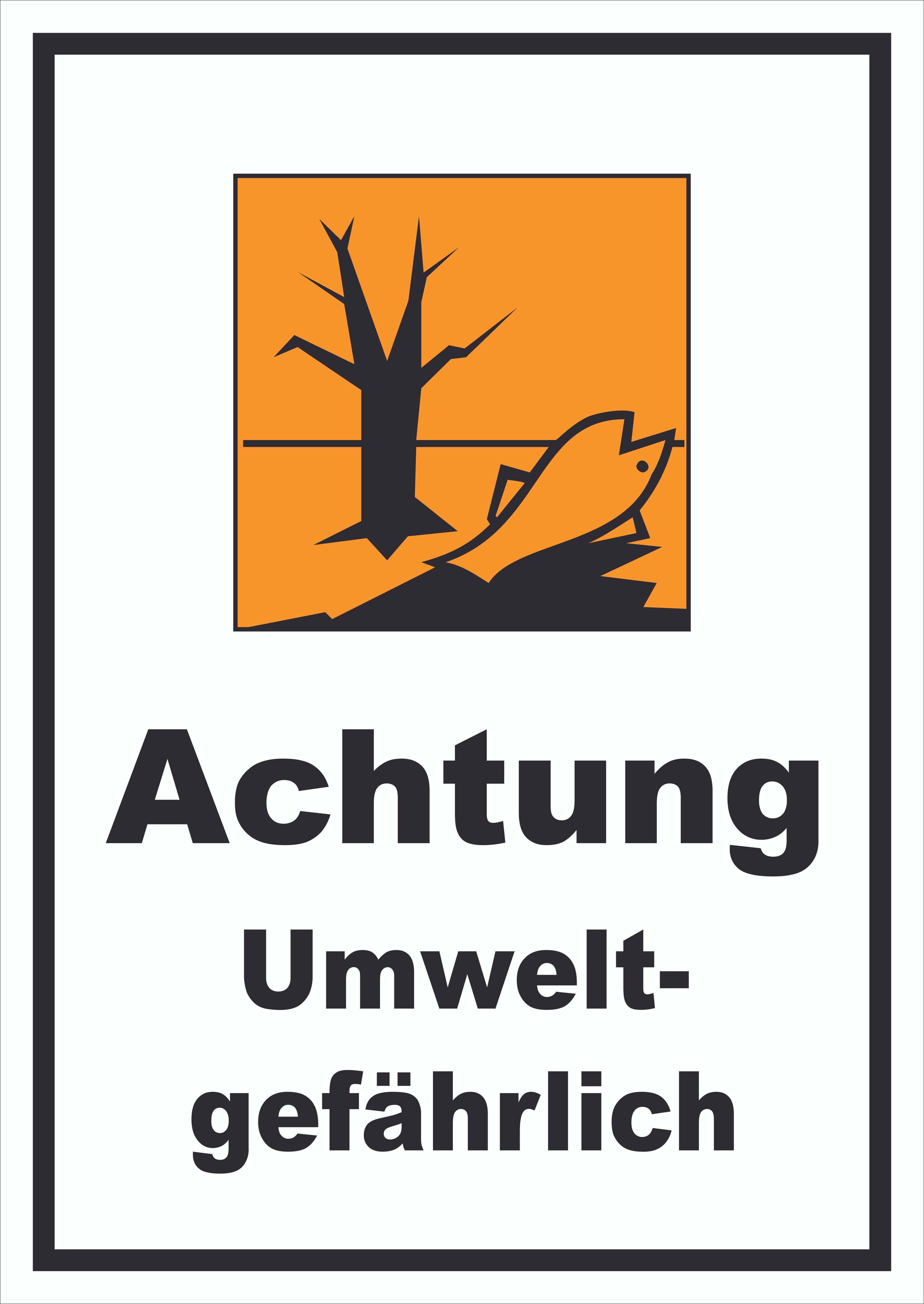 Hinweisschild Schild Gefahrensymbol Umweltgefährlich hochkant