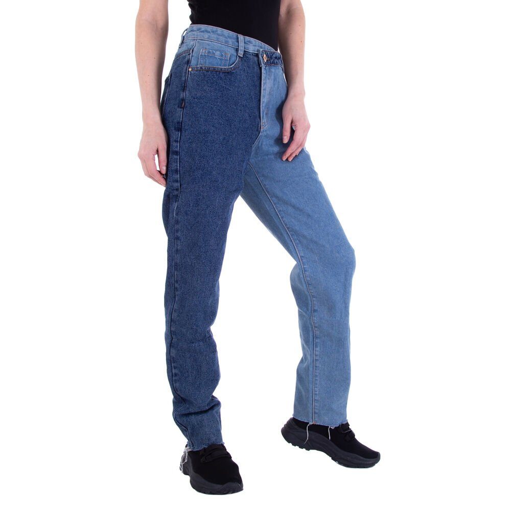 Leg Blau Straight Damen Jeans Jeansstoff Ital-Design in Straight-Jeans Freizeit